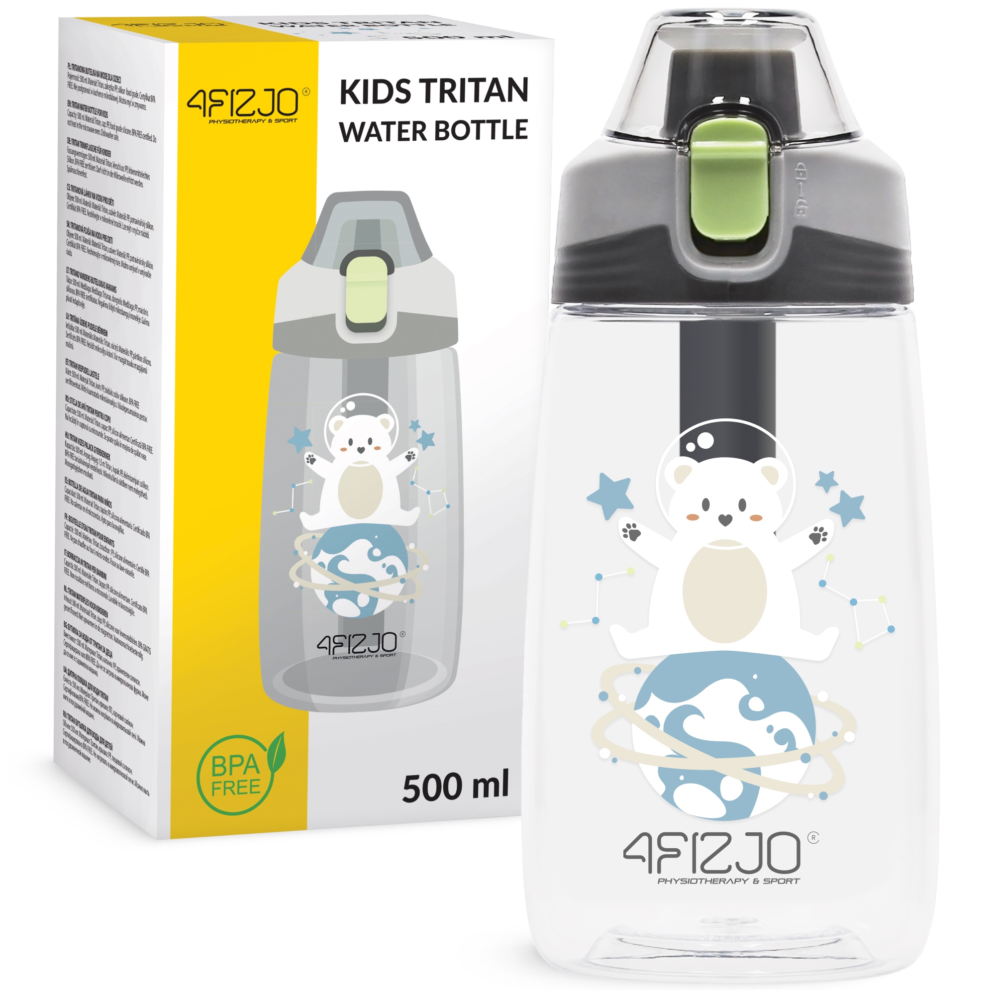 4Fizjo vandens butelis vaikui, 500 ml, Tritan