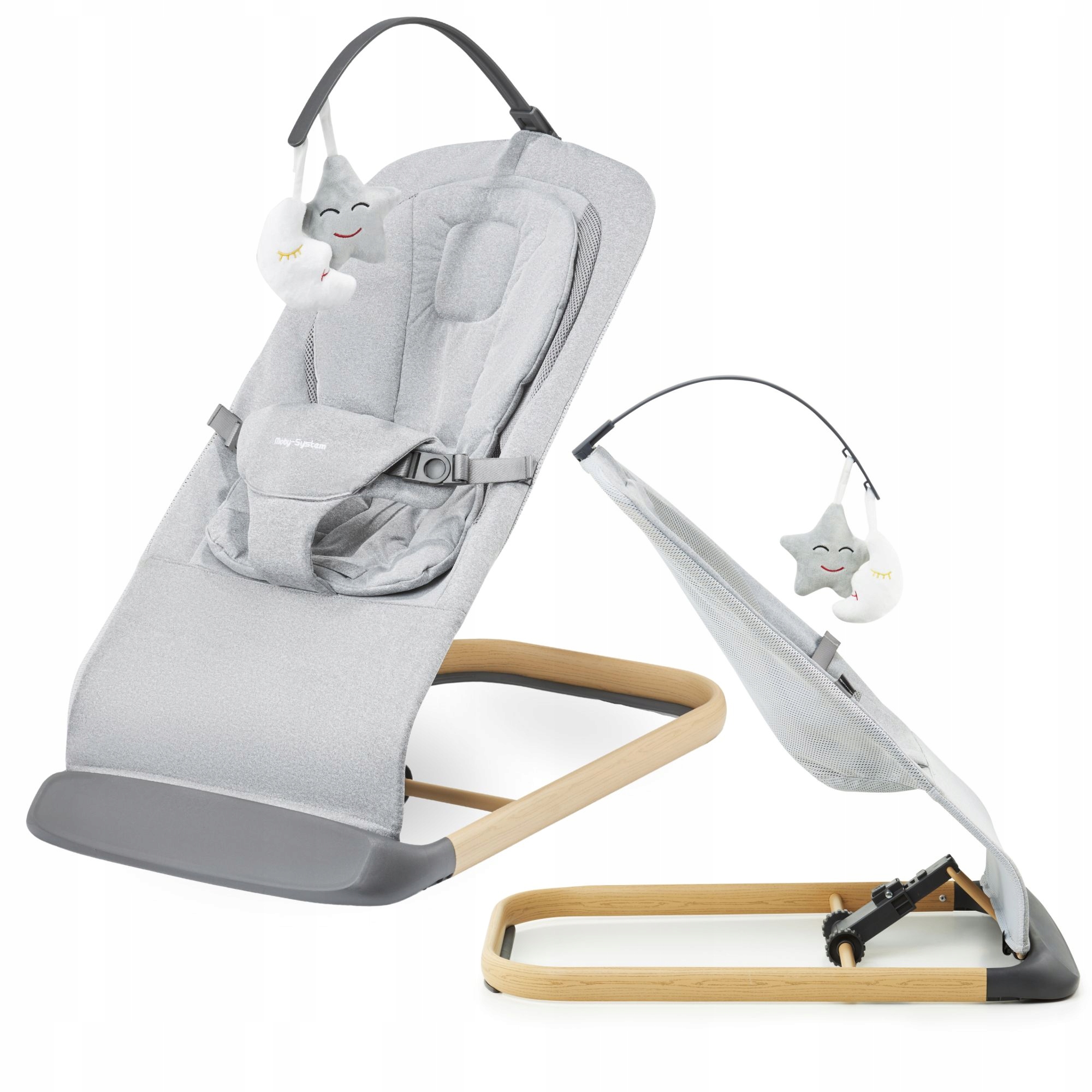 Moby System gultukas-šūpuolys 2in1 su diržais