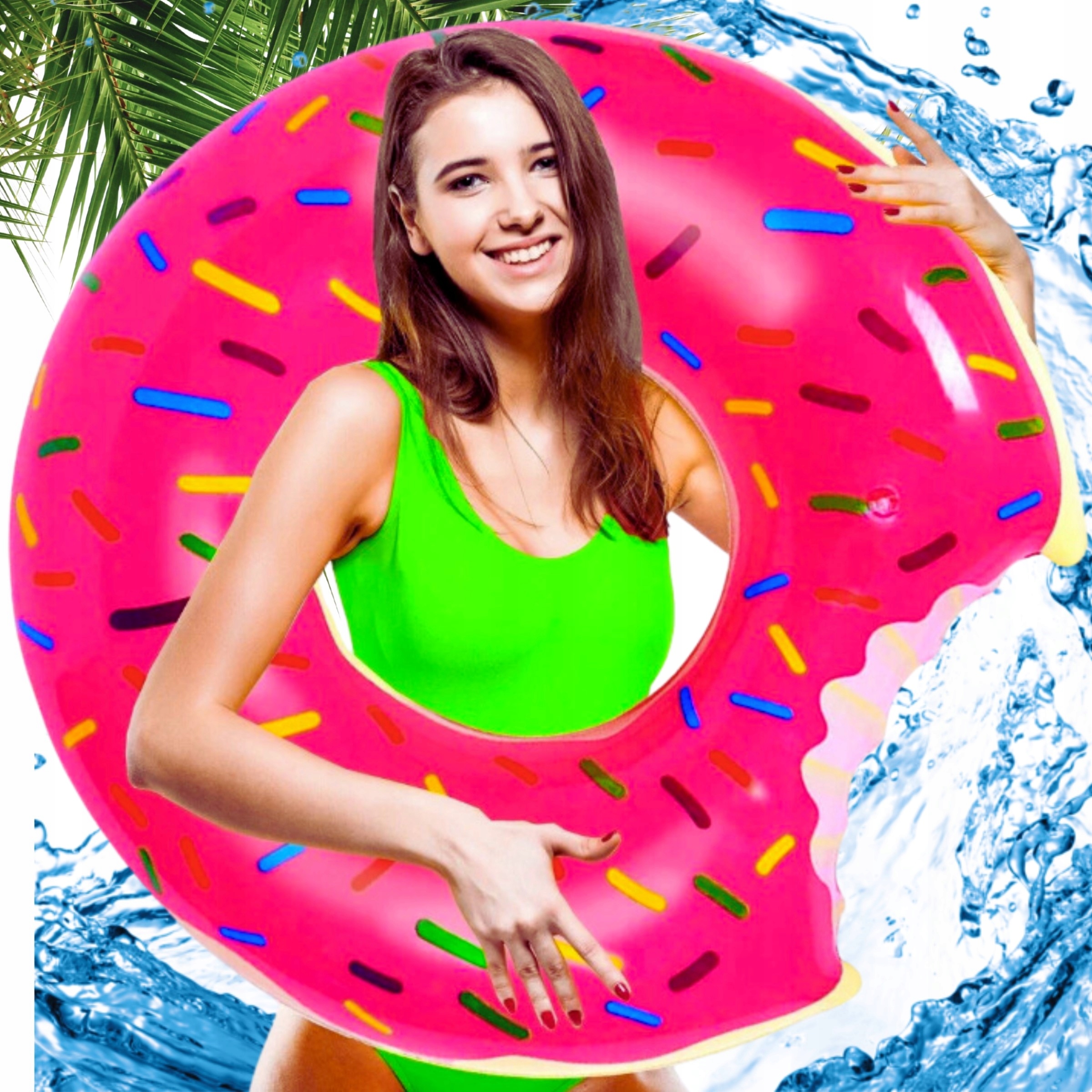 PRIPUKIMAS PAPLŪDŽIO RATAS DONUT DONUT ROŽINIS PLAUKIMO ŽIEDAS BASEINŲ PAplūdIMUI