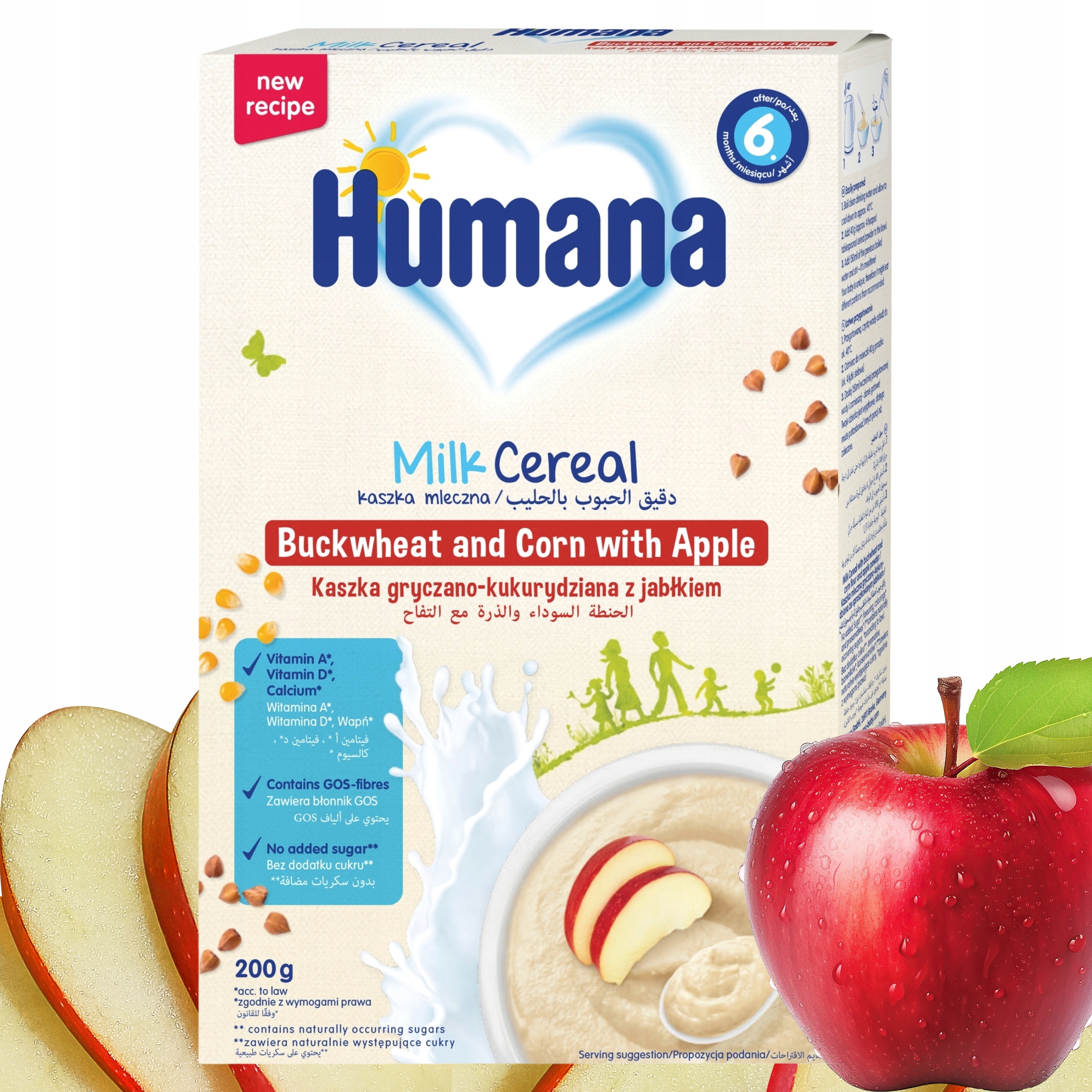 Humana grikių-kukurūzų košė su obuoliu nuo 6 mėn. 200g
