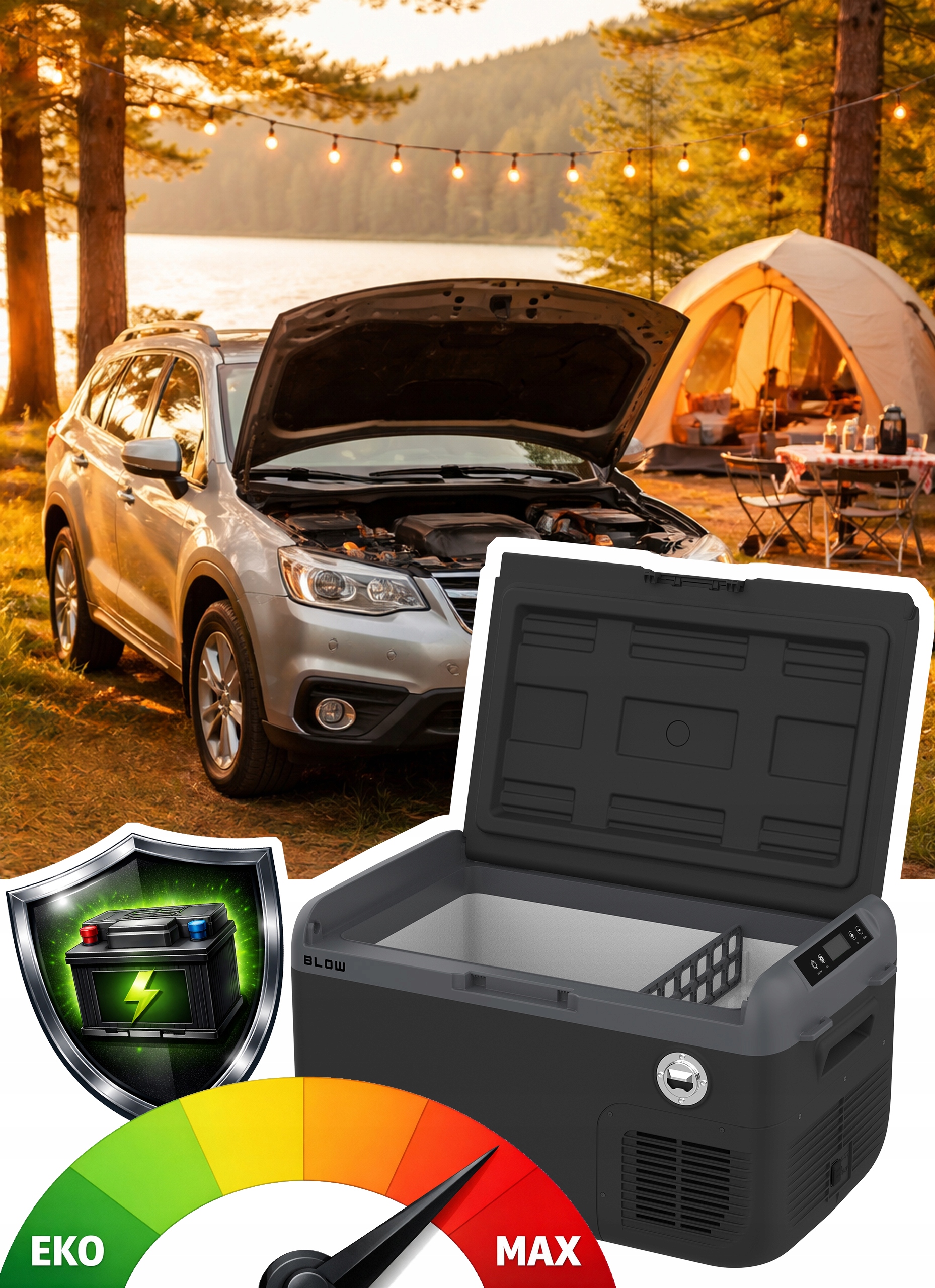 TURISTINIS KOMPRESORIUS Šaldytuvas AUTOMOBILINIS ŠALDIKLIS 12V 24V 230V 32L