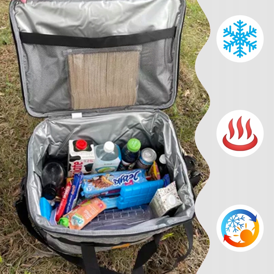 THERMAL BEACH PICNIC BAG Didelis turistinis aušintuvas 40 litrų + įdėklai