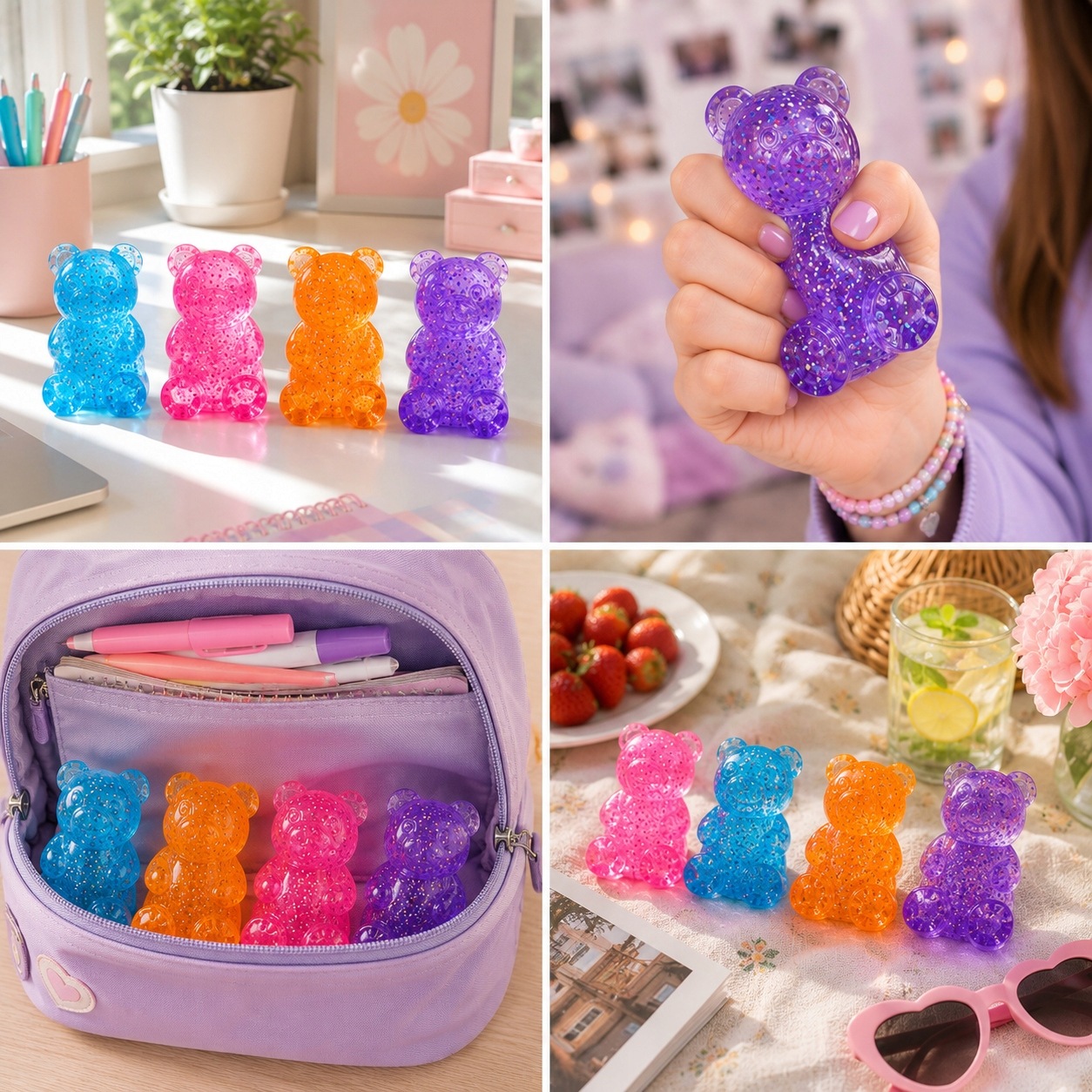 GNIOTEK SENSORY BEAR ANTISTRESS iš TikTok SQUISHY blizgančio žaislo