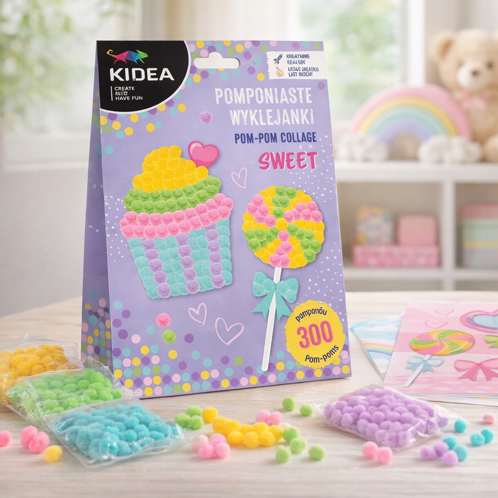 KŪRYBINIS POMPOMŲ LAZDŲ RINKINYS SWEET LOLLEY CUBBIN 300 POMPOMS