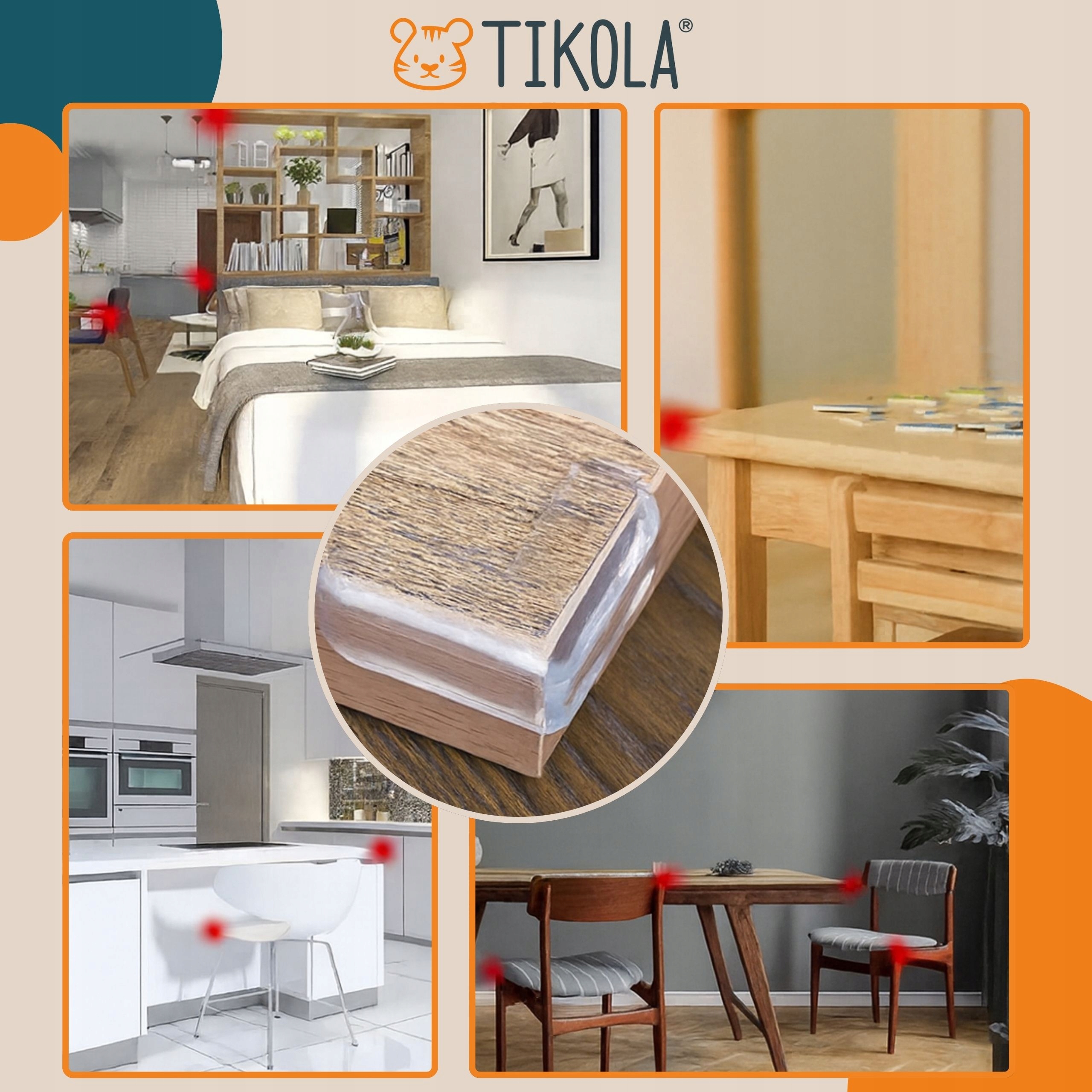 Zabezpieczenia narożników Tikola do mebli stołu