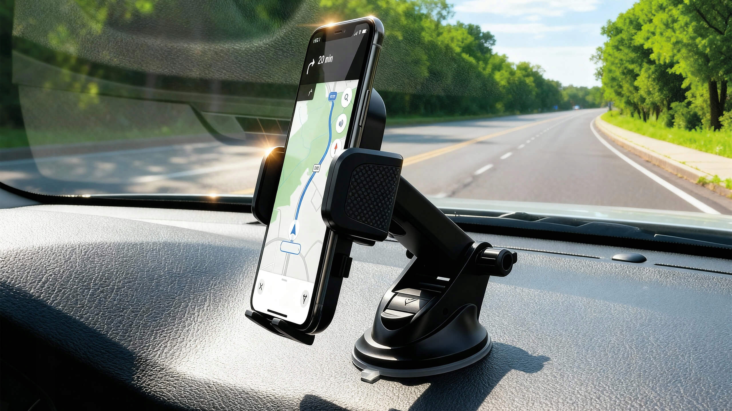 Automobilio telefono laikiklis prie automobilio lango, suspaudimo kabina