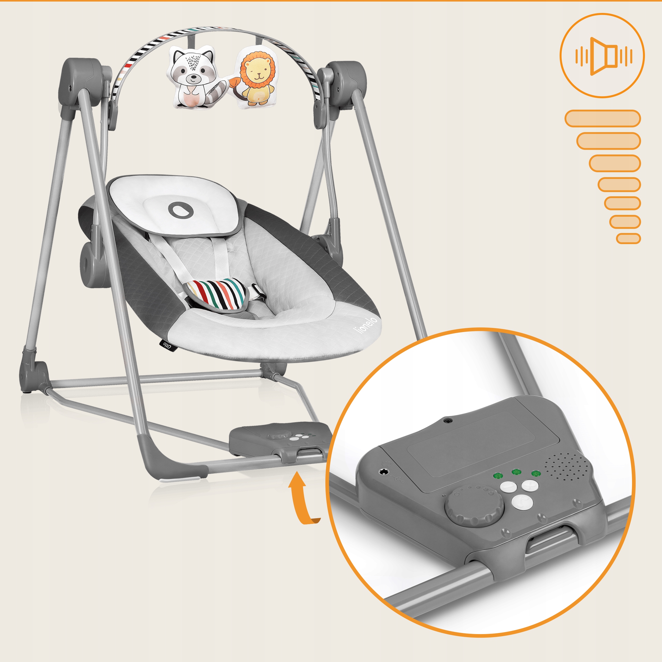 Lionelo Otto elektrinis supamasis lopšys 2in1 vaikams