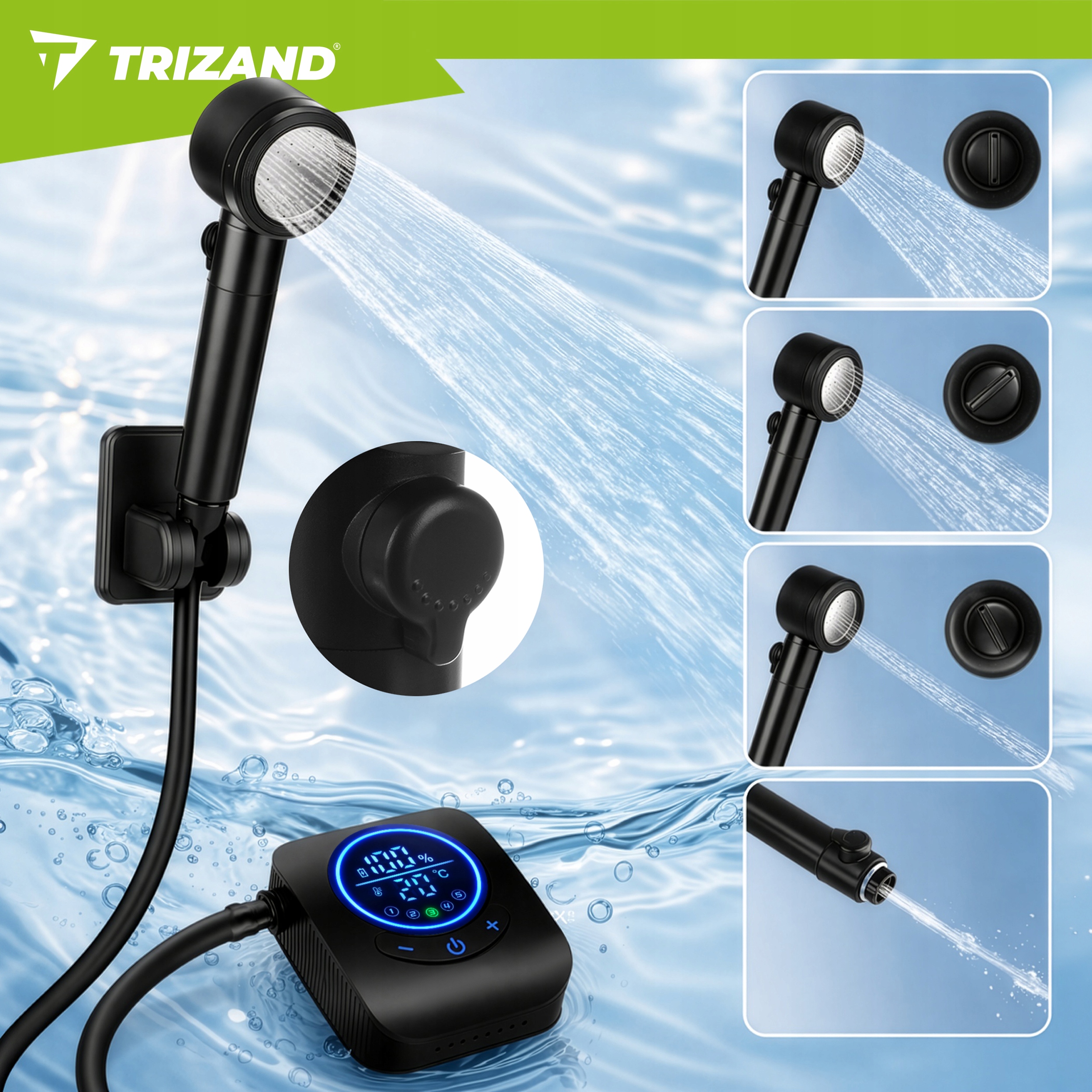 Trizand turističkas dušas 8000 mAh baterija