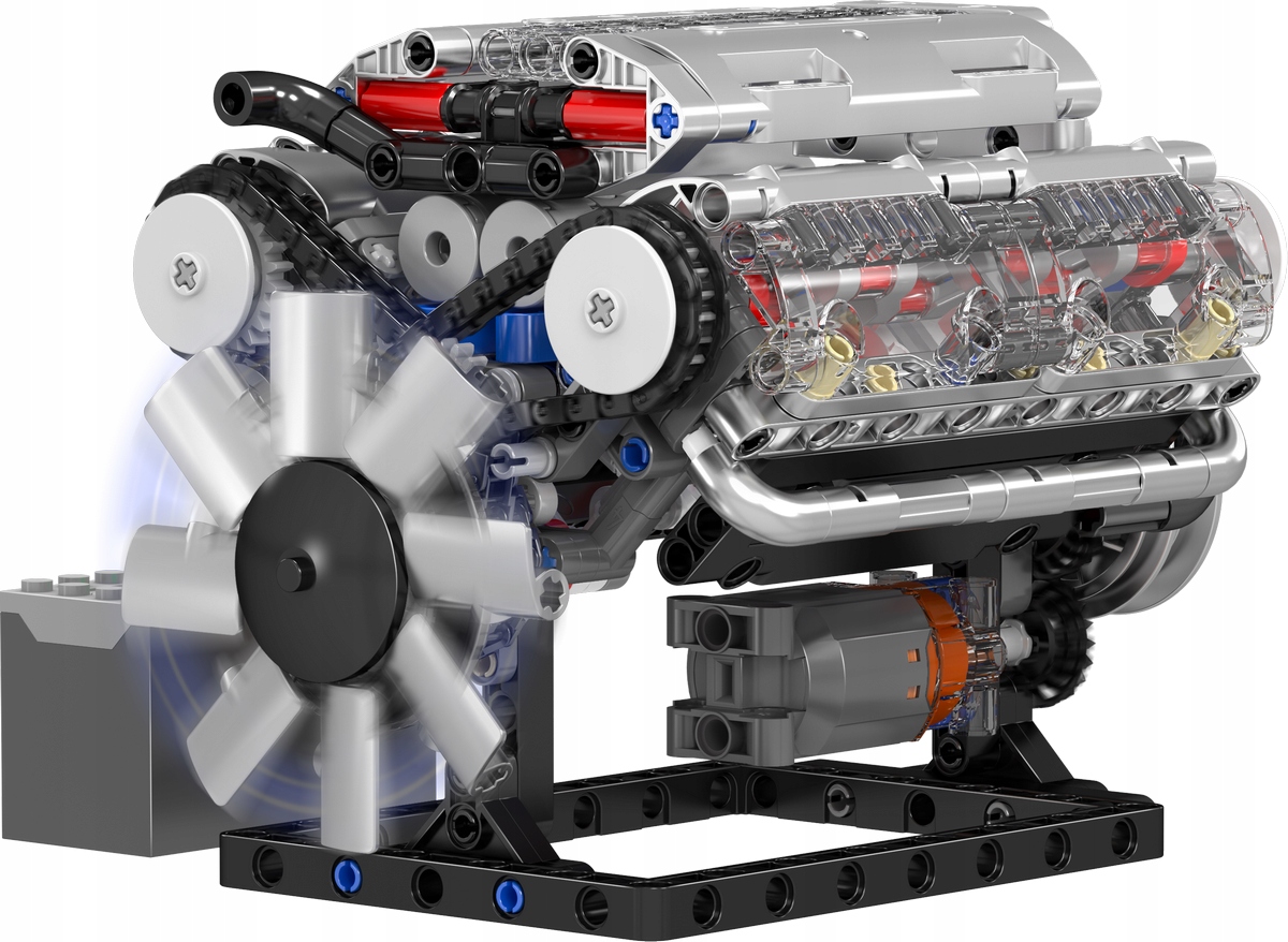 Blocks Mold King 10088 natūraliai įsiurbiamo V8 variklio techninės konstrukcijos modelis