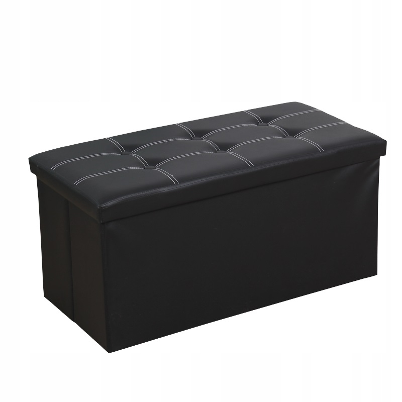 Sulankstomas sėdimas pufas su saugykla 76cm, juodas 2in1