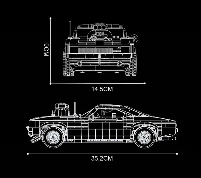 Mould King 10028 Dodge Charger automašina 1439 el.