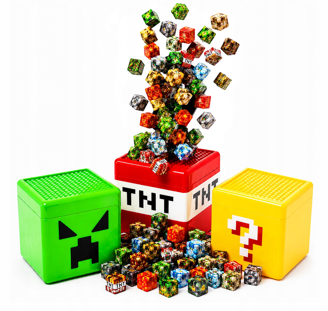 Pixele 3D magnetiniai blokeliai 180 vnt + FIGURINES Box blokelių rinkinys