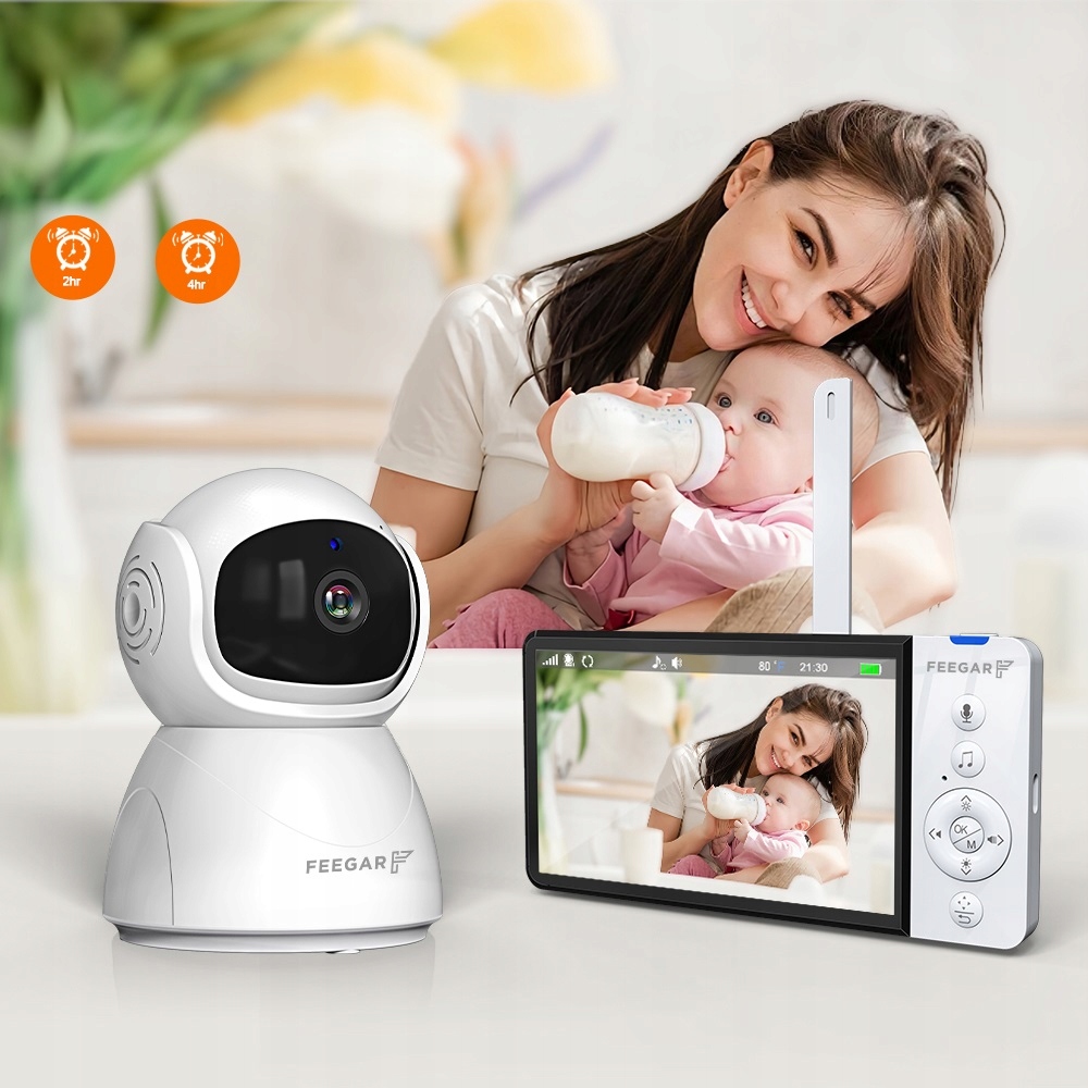 ELECTRONIC NANNY Feegar DVI kamera LCD 5 colių 5000 mAh ZOOM Įrašymas