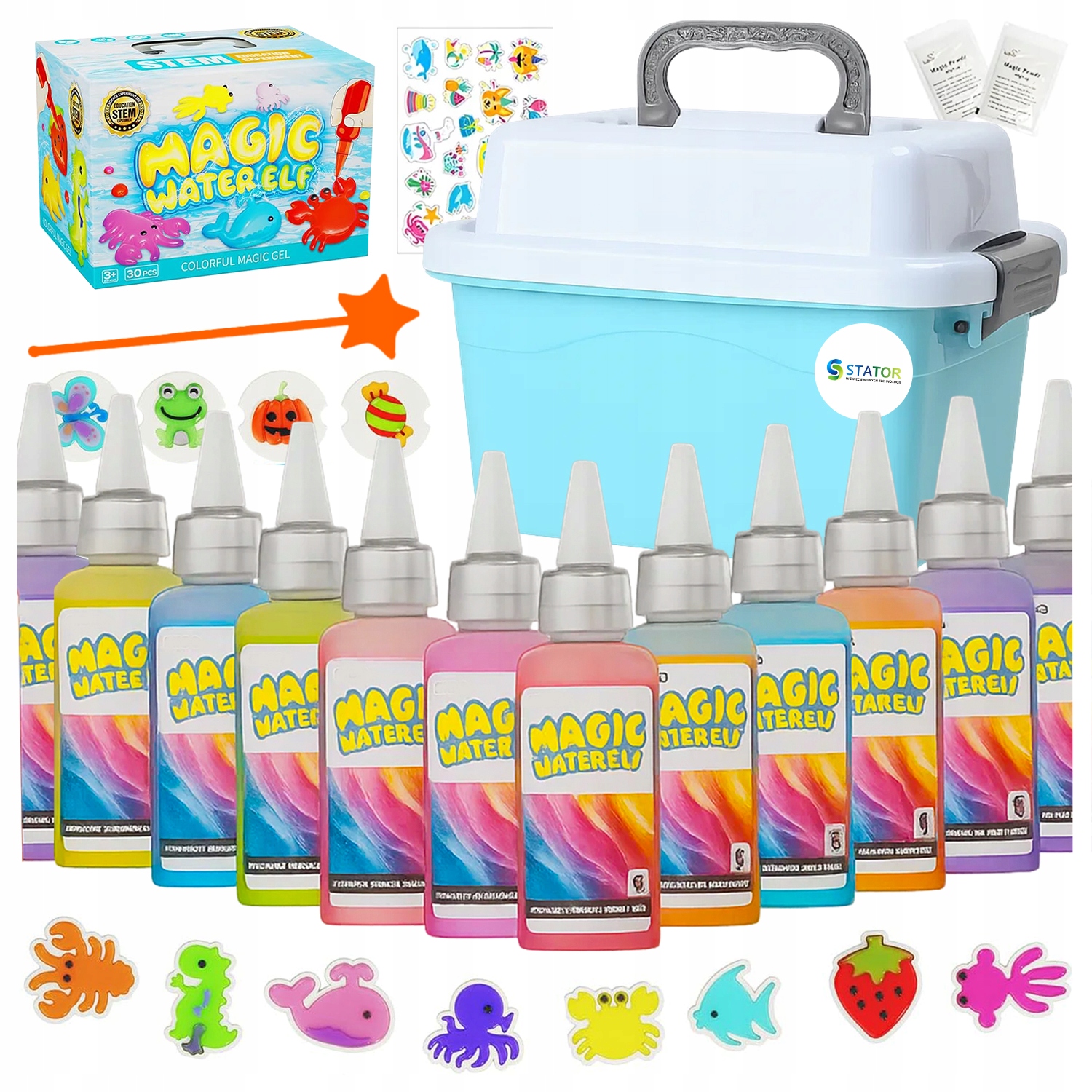KŪRYBINIS RINKINYS MAGICAL WATER ANIMALS BOX GEL PELIETI DAŽAI