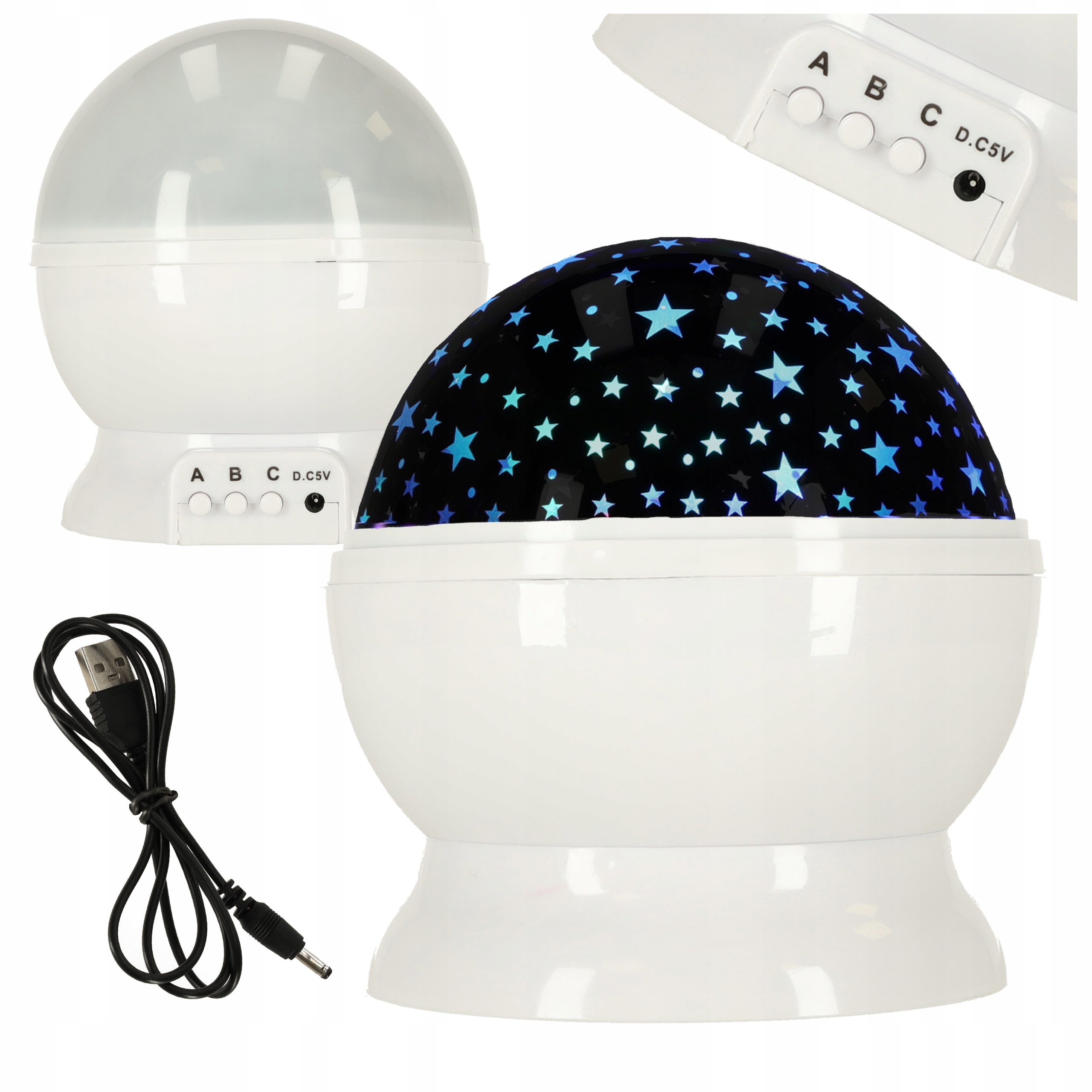 NAKTINIS LEMPAS STARS PROJEKTORIUS VAIKAMS USB 2IN1 SUKIMAS SPALVOTAS LED