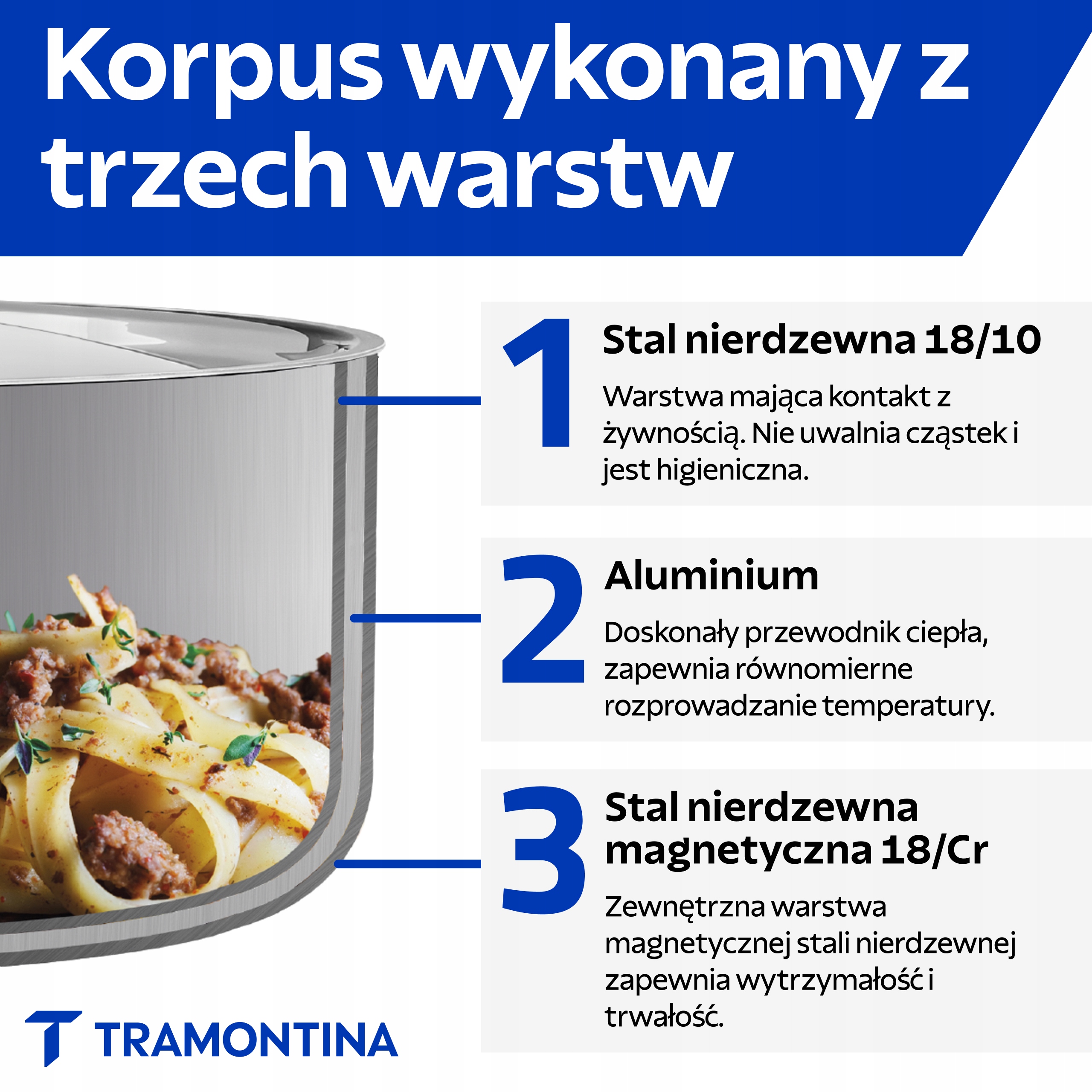 PUODAS Tramontina Grano 24 cm 7,7 L – trisluoksnis nerūdijantis plienas su dangteliu