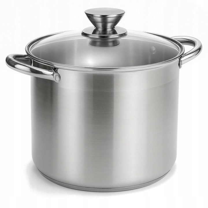 INDUKCINIS PUODAS, PLIENINIS DUJOS SU DANGIU, Sunkus, DIDELIS, AUKŠTAS, Ø33 cm, 17 L