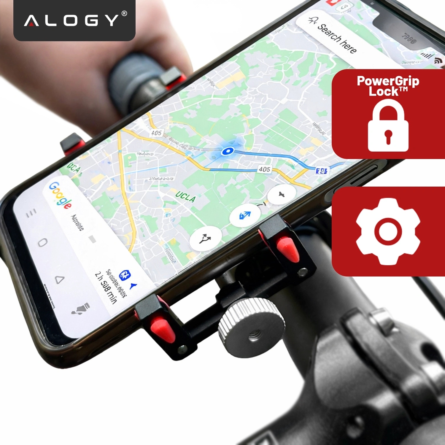 ALIUMININIS DVIRAČIO LAIKIKLIS TELEFONUI, RANKA VEIKIMUI, MOTOROLERIUI, VARIKLIUI