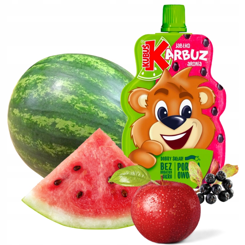 Kubuś mus 100% obuolys arbūzas aronija 12x100g