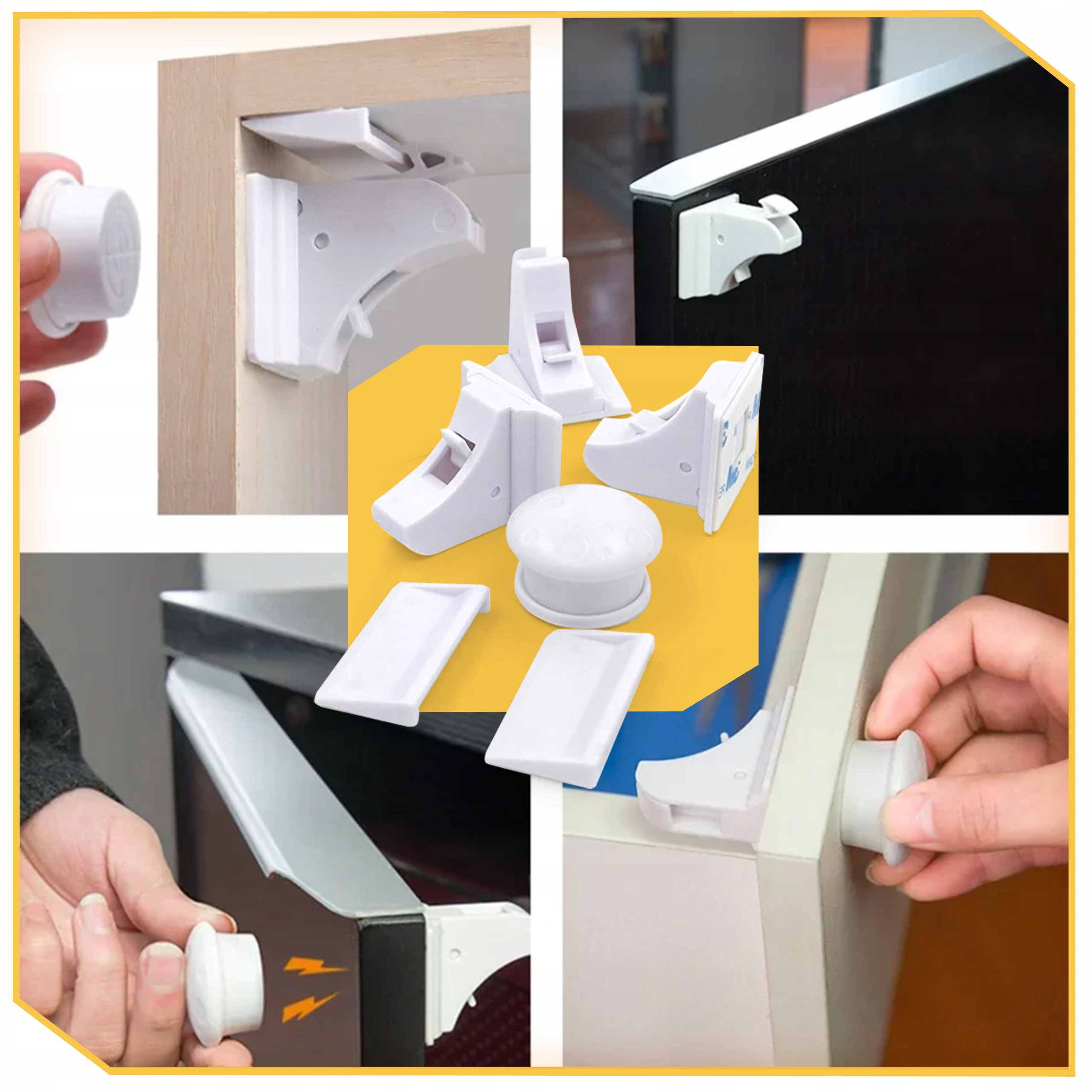 MAGNETINĖ APSAUGOS UŽRAKA BALDŲ SPINTELĖMS VAIKŲ UŽRAKOS 10+3 Vnt.