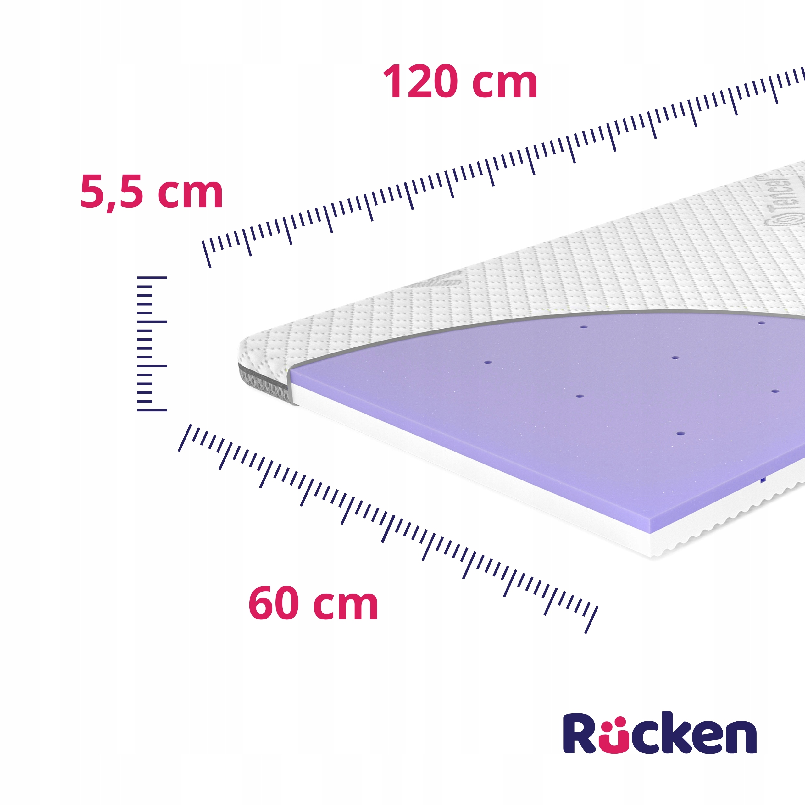 Rucken 120x60 antibakterinis putplasčio čiužinys