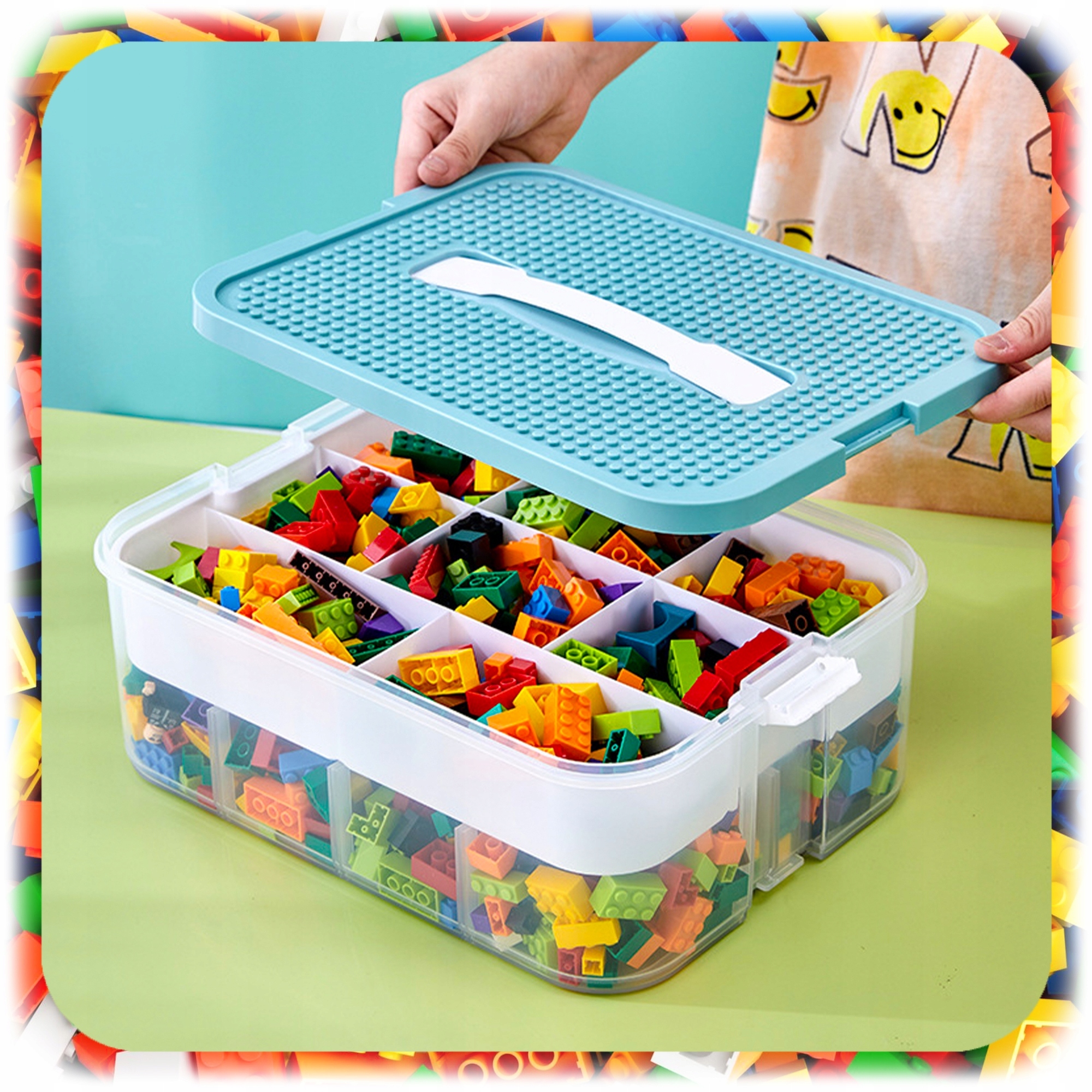 Pixel keturstakšnis Lego kaladėlių konteineris 24 l