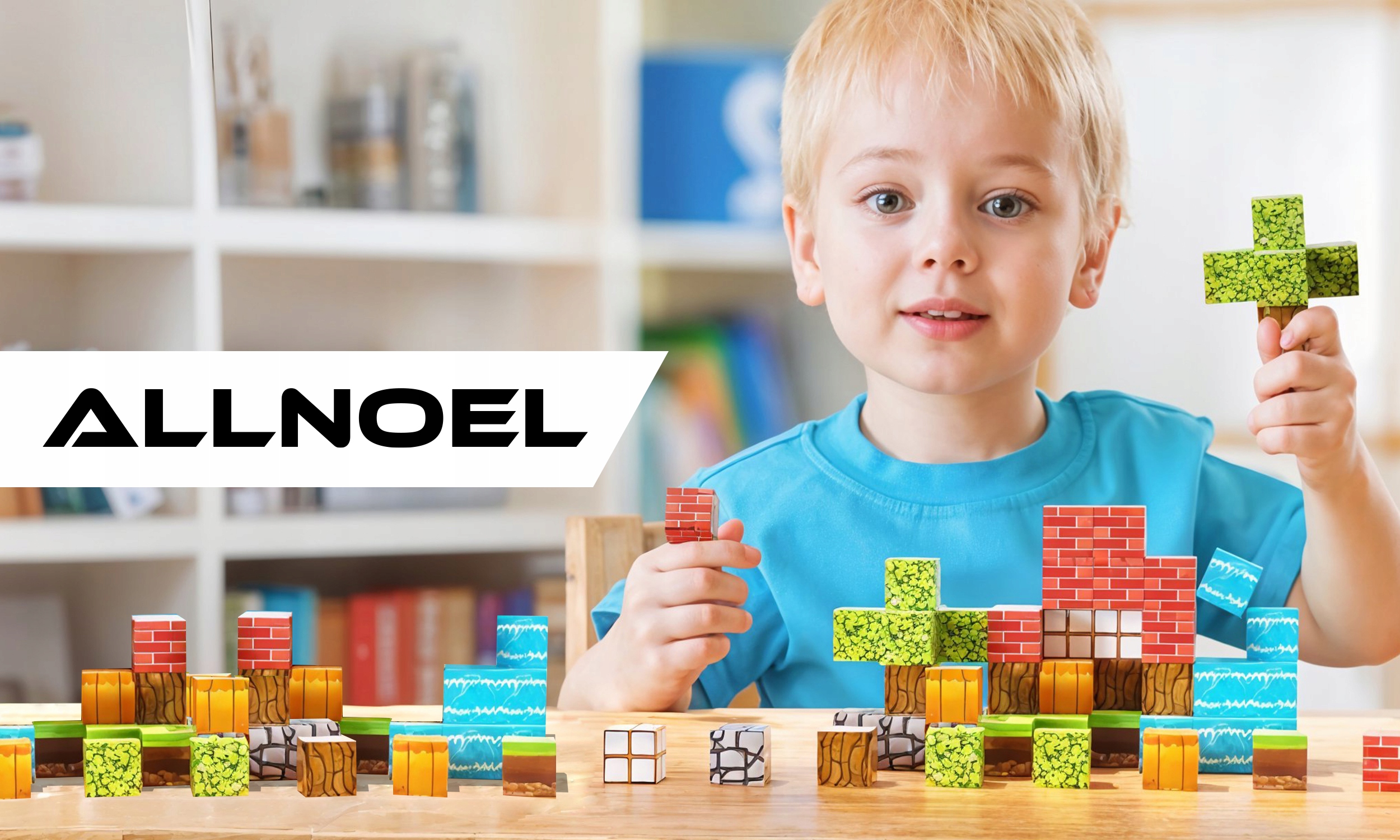 MAGNETINIAI BLOKAI 501 EL KUBAS VAIKAMS + 6 PIXEL FIGURĖLIŲ RINKINYS