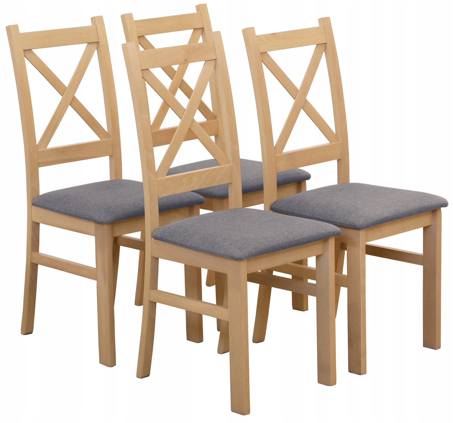 4x Minkštų kėdžių rinkinys svetainei, valgomajam, virtuvei, Artisan Oak/Grey
