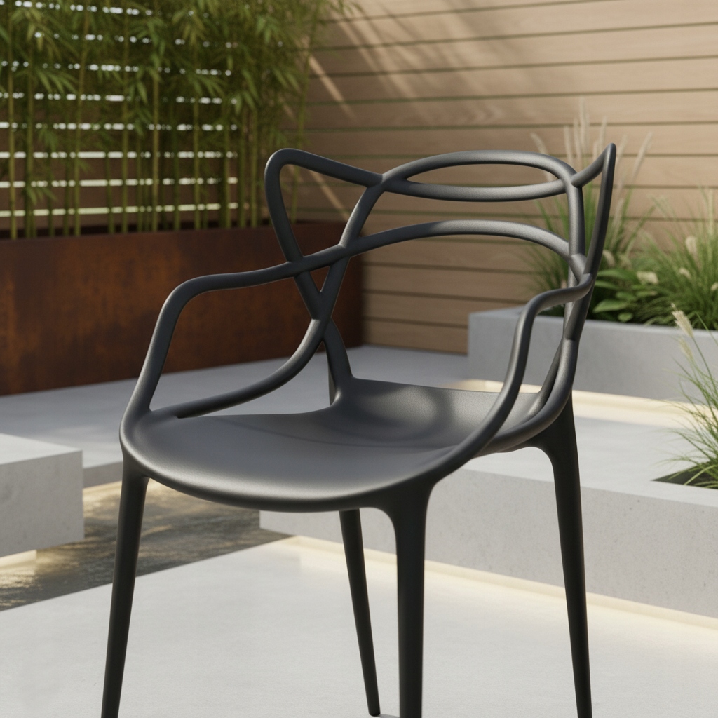 Ažūrinė kėdė Juoda Modernus LOFT fotelis Home Garden Bistro PREMIUM