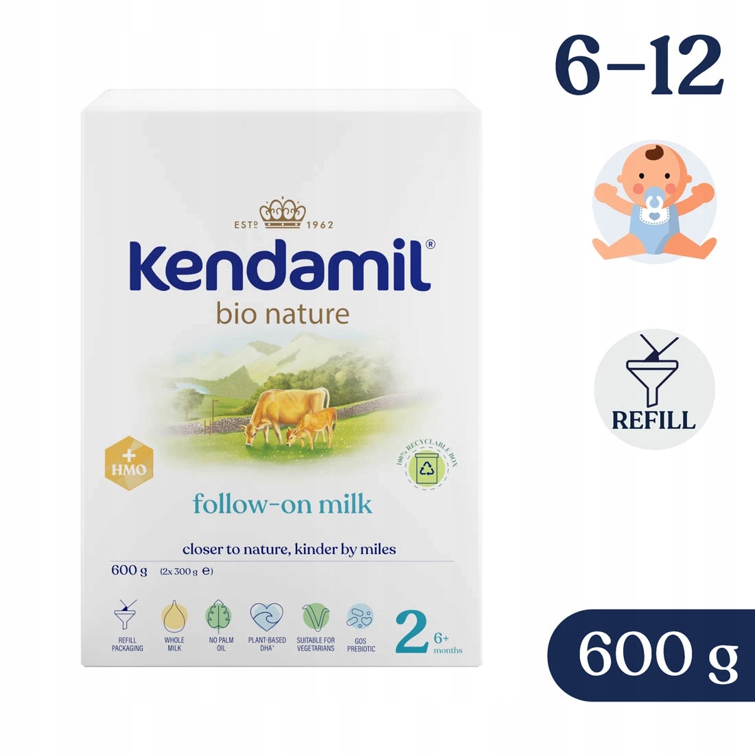 Kendamil 2 BIO pieno gėrimas 600g be žuvų alyvos