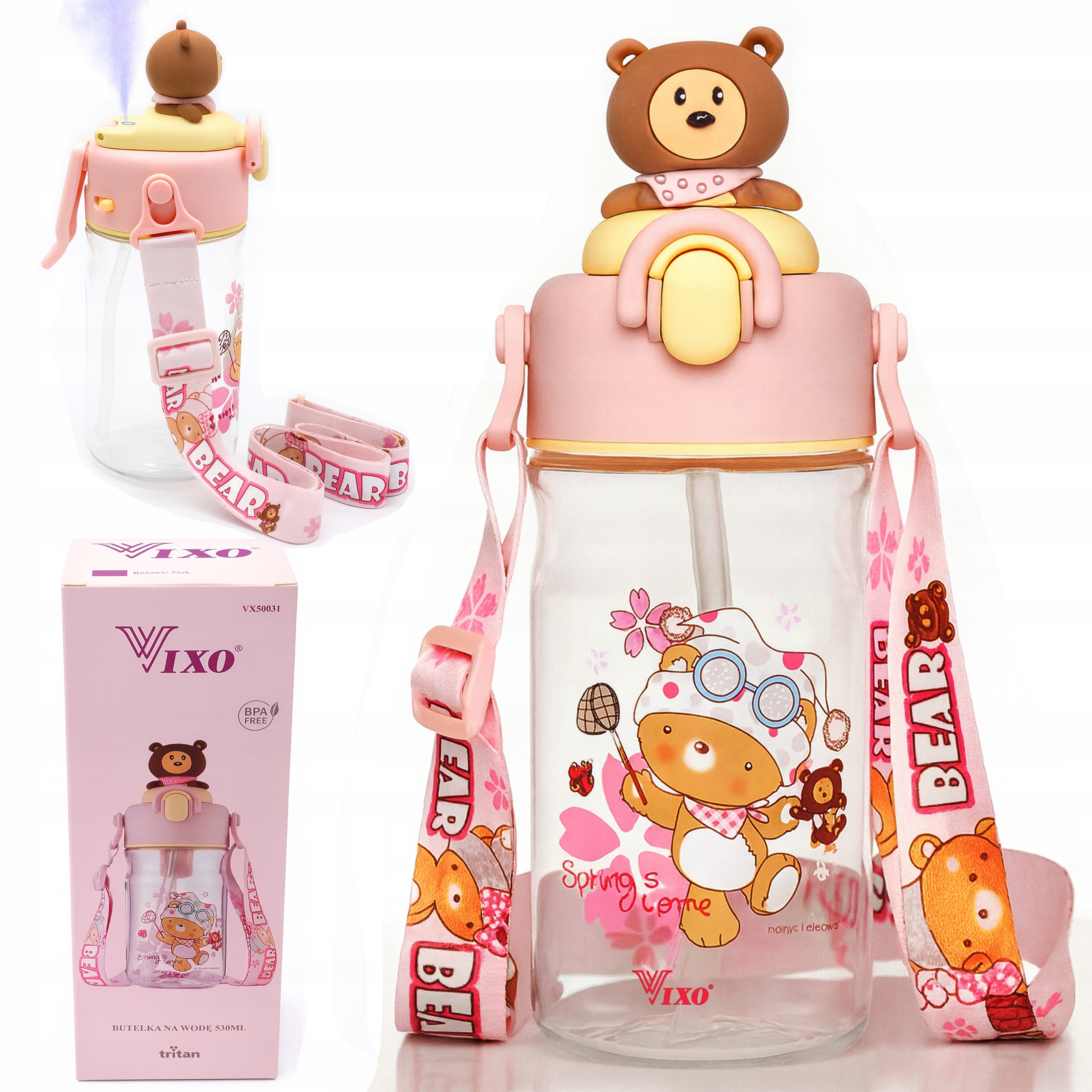 Vixo butelis vaikui 530 ml be BPA su dirželiu