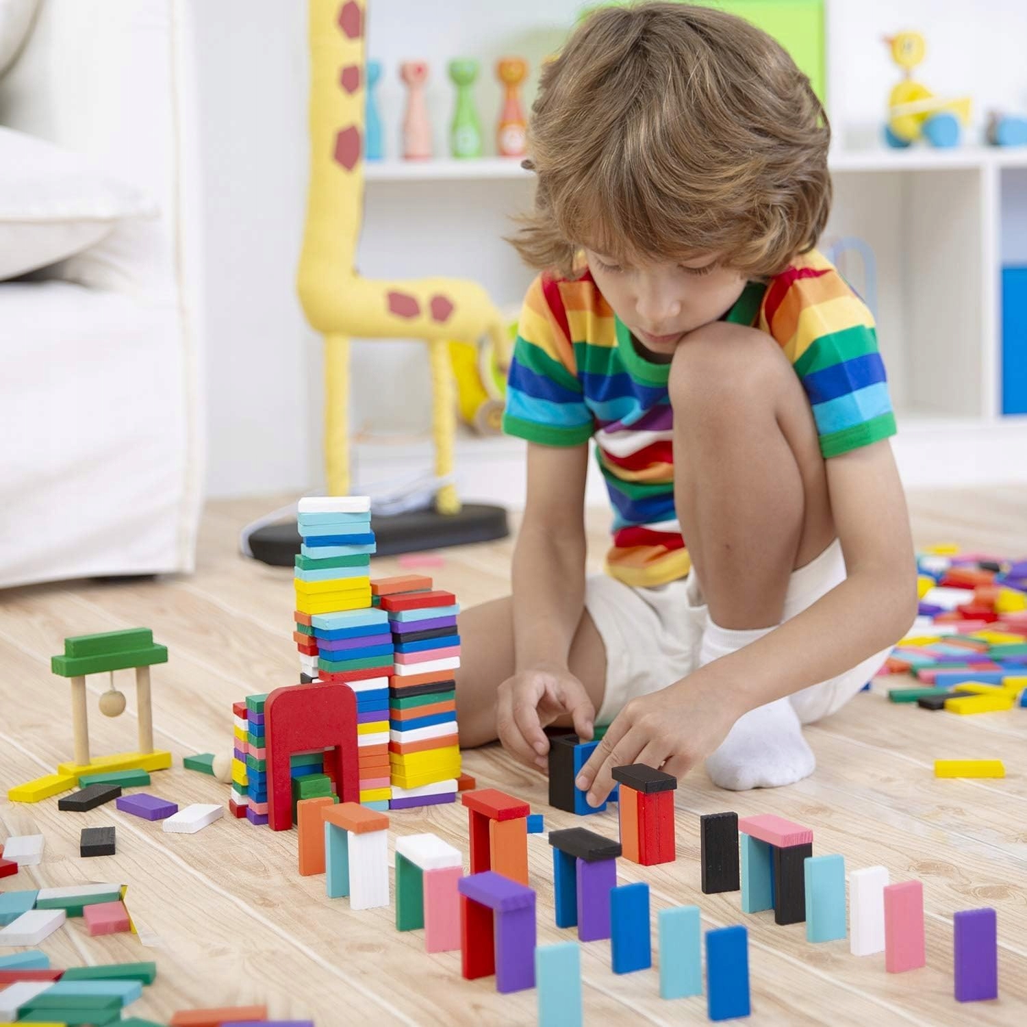 DOMINO BLOCKS 1000 EL SPALVOTAS STATYBINIŲ ŽAISLŲ RINKINYS