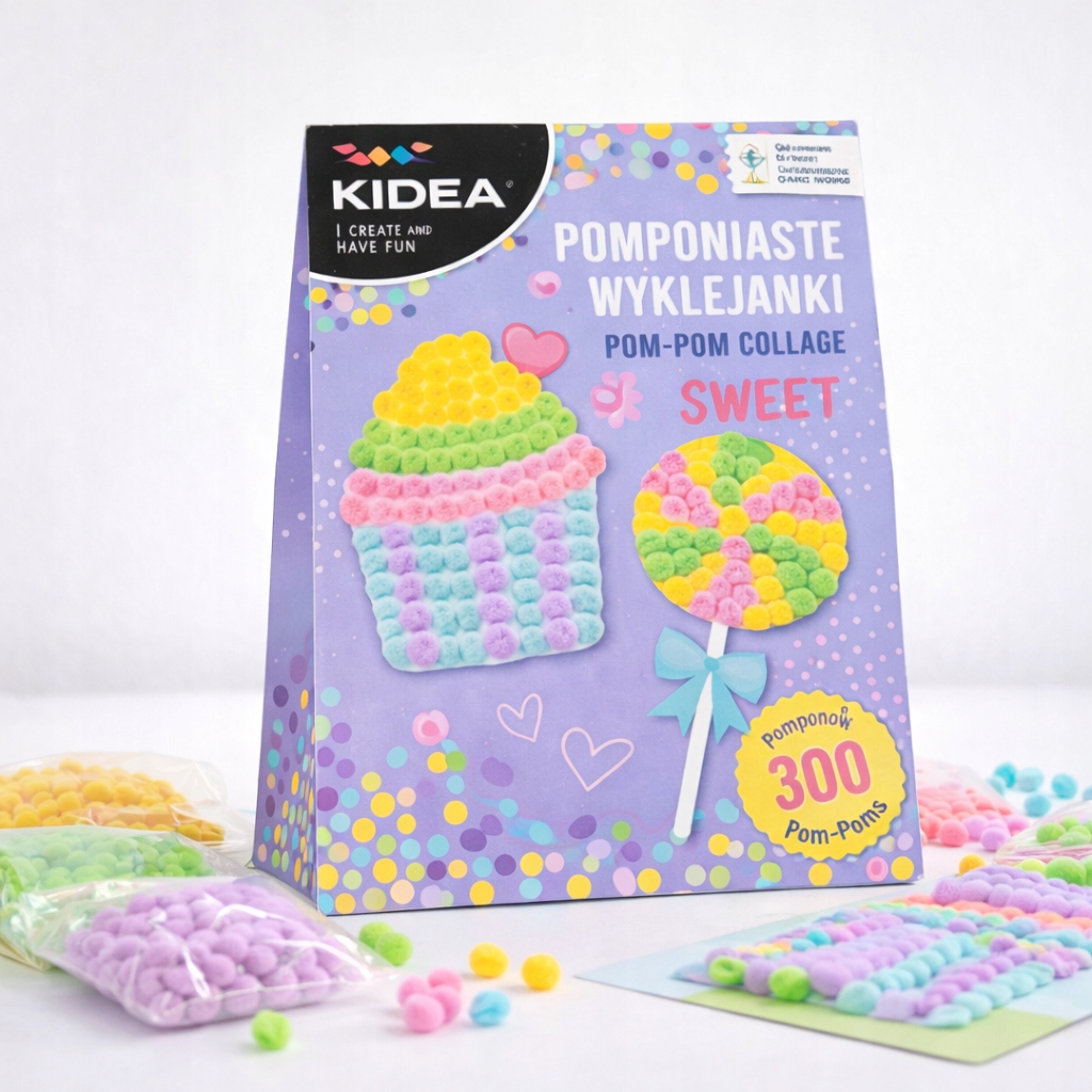 KŪRYBINIS POMPOMŲ LAZDŲ RINKINYS SWEET LOLLEY CUBBIN 300 POMPOMS