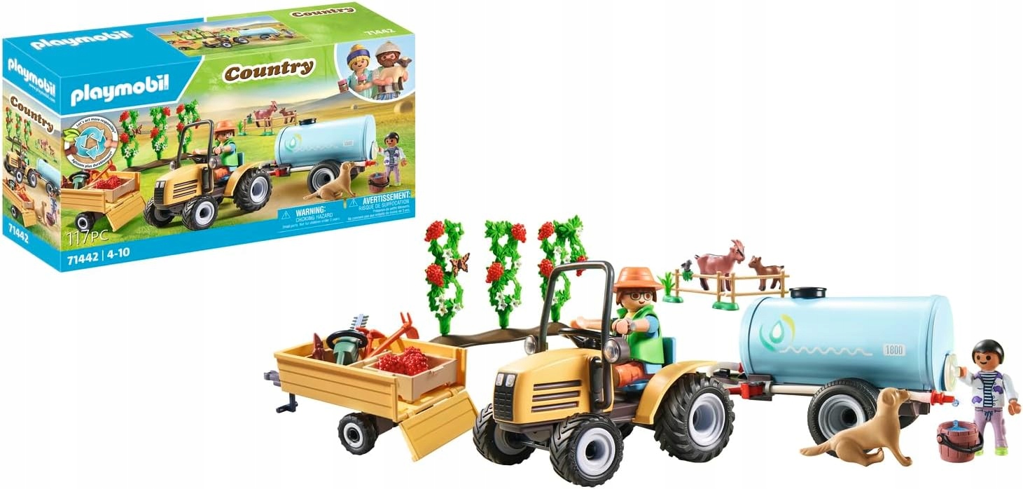 PLAYMOBIL 71442 Country Blocks Traktorius su priekaba ir vandens baku