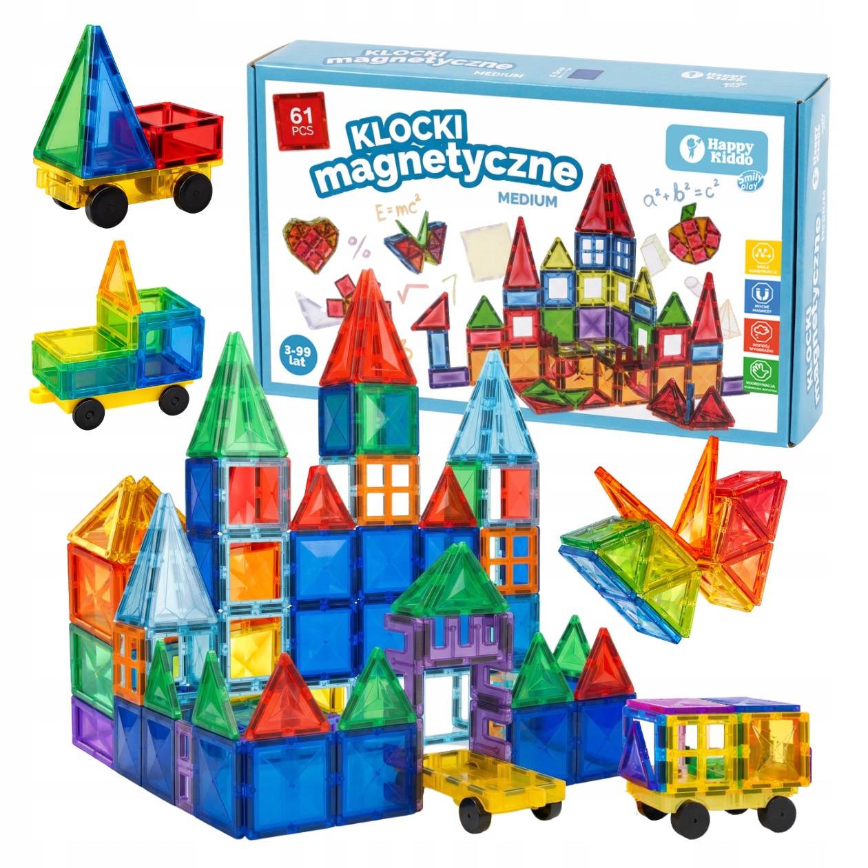 Happy Kiddo magnetiniai konstruktoriai pilis ir auto