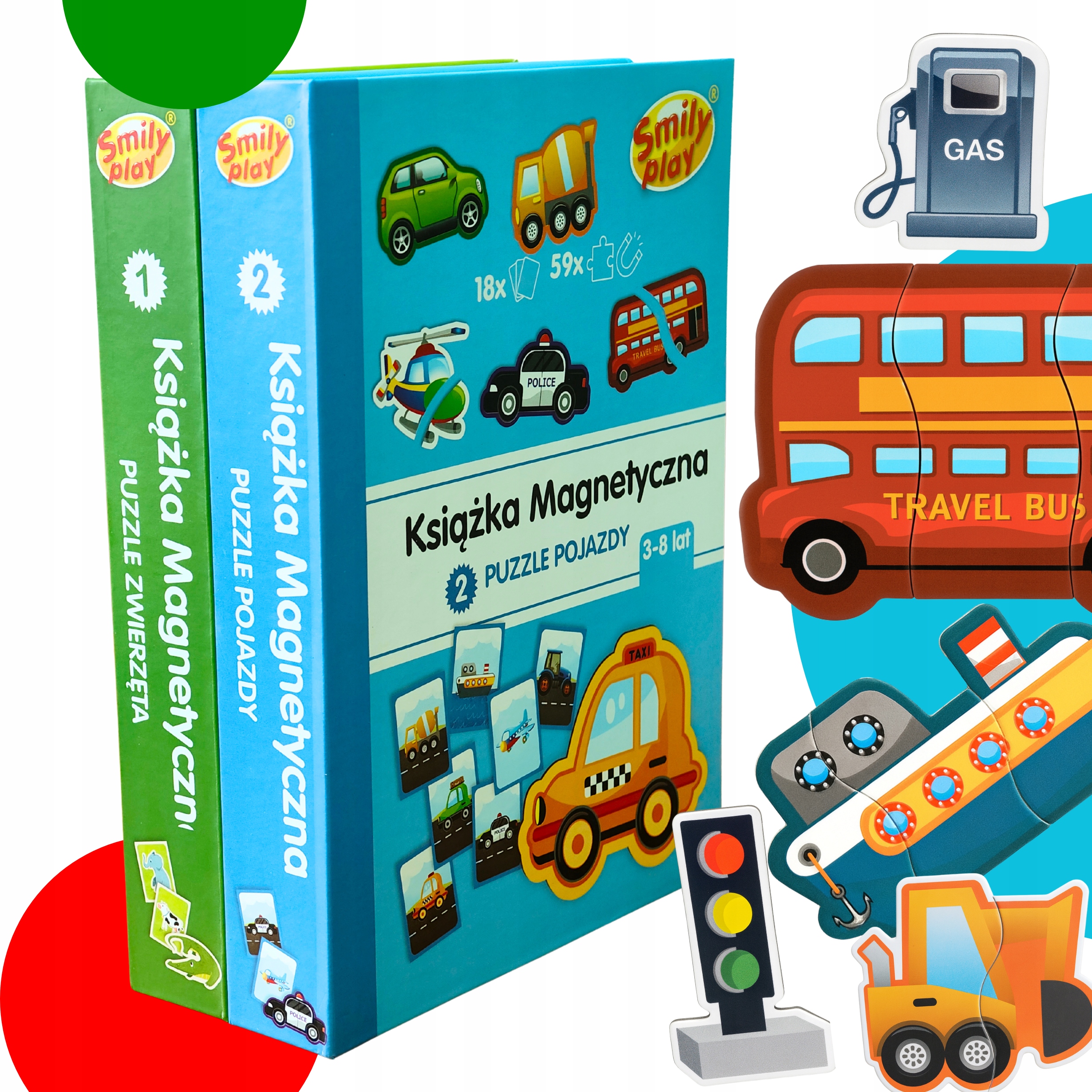Magnetinės dėlionės Vehicles Automobiliai Smily Play knyga vaikams 3+ Dėlionė