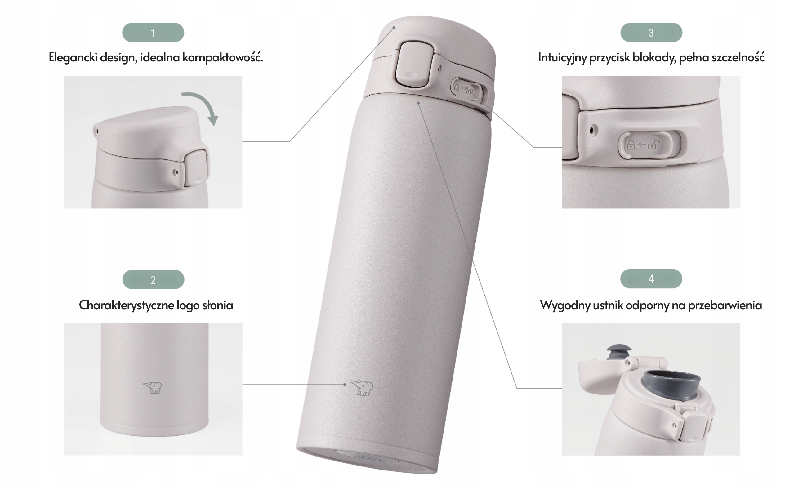 Terminis puodelis 480 ml Zojirushi SU-BA48-AM Termosas indaplovei, mėlynas
