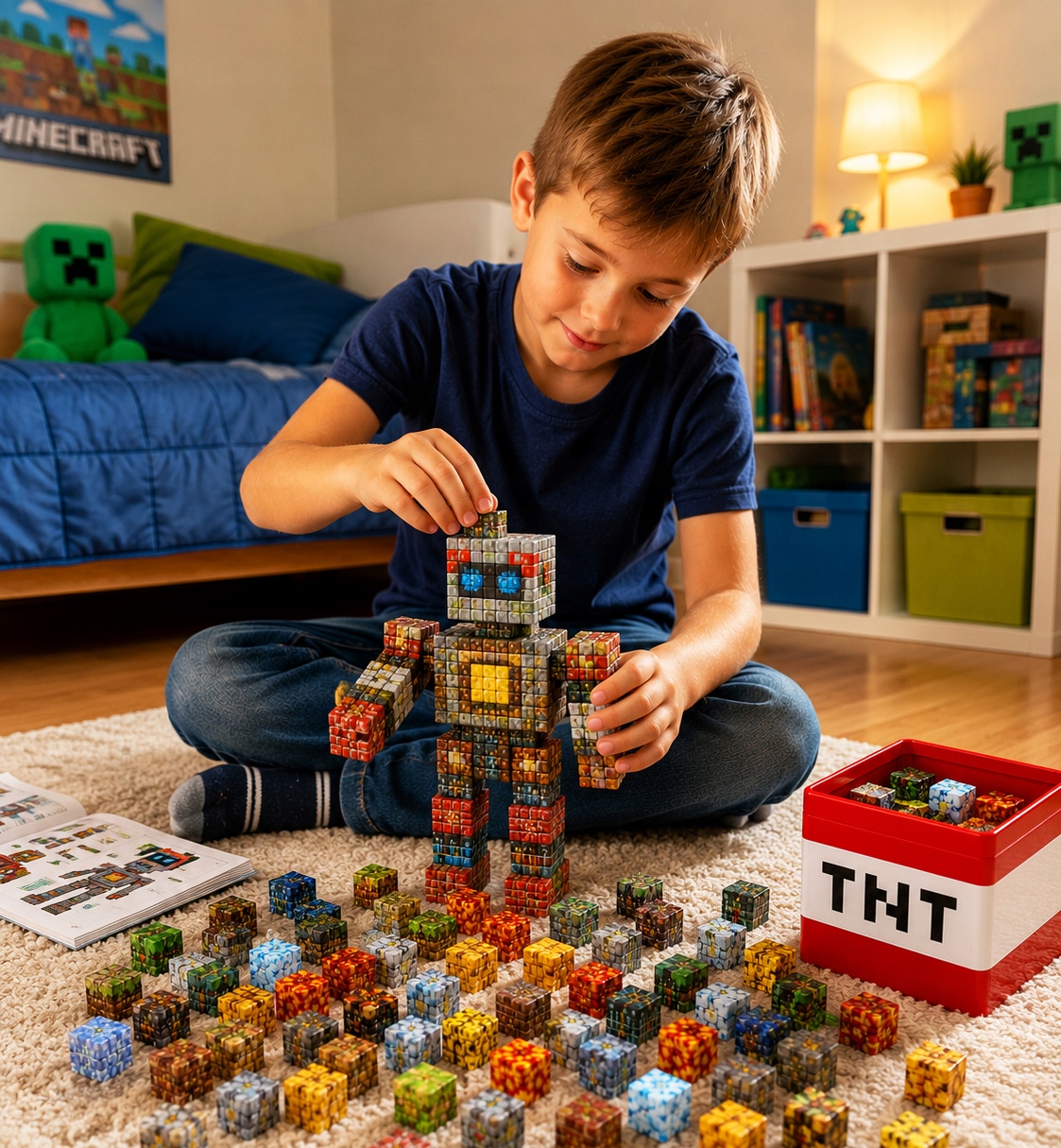 Pixele 3D magnetiniai blokeliai 180 vnt + FIGURINES Box blokelių rinkinys