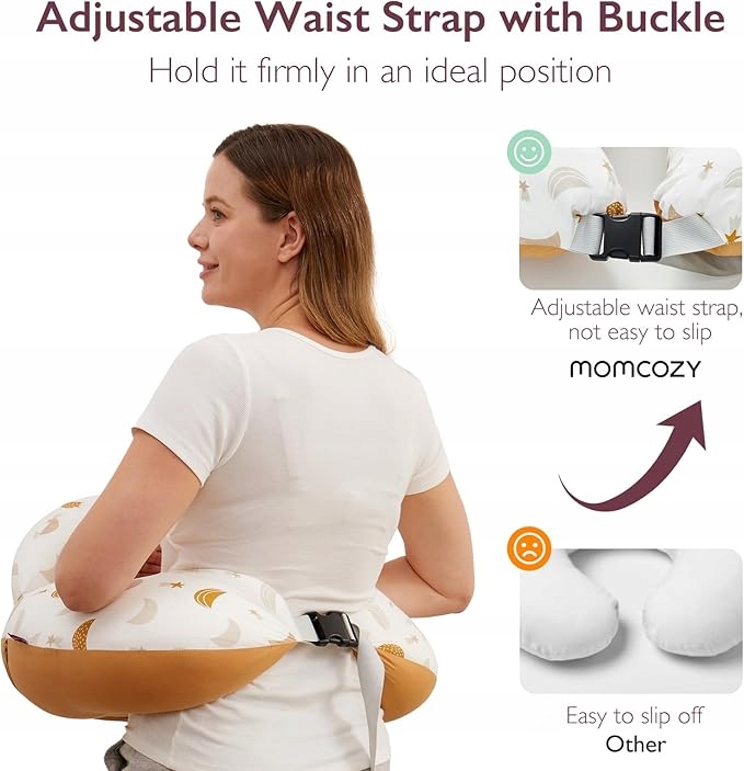 Momcozy ergonominis žindymo pagalvė su dirželiu ir užvalkaliu