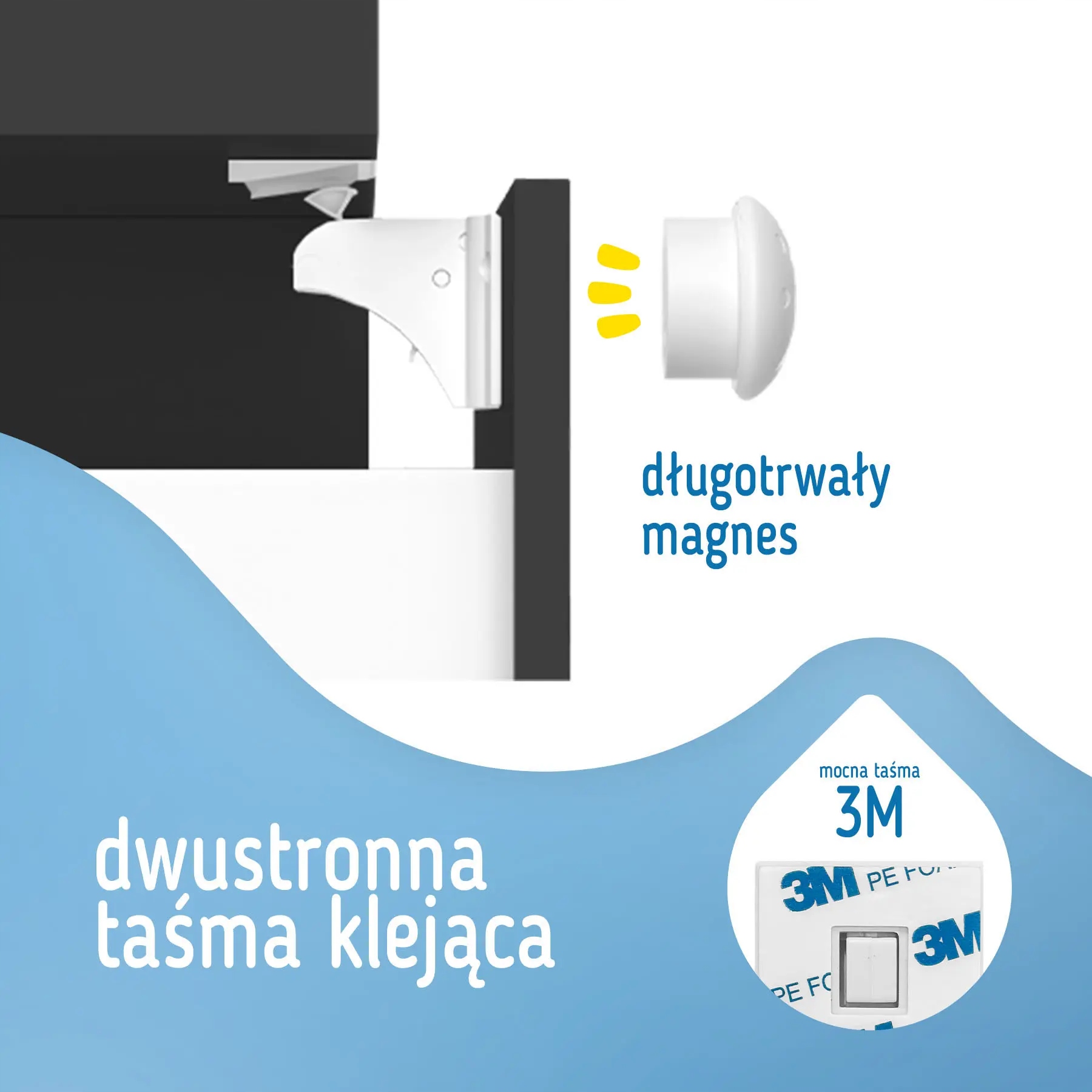 Sipo magnetinė apsauga spintoms ir stalčiams 4 dalių RINKINYS