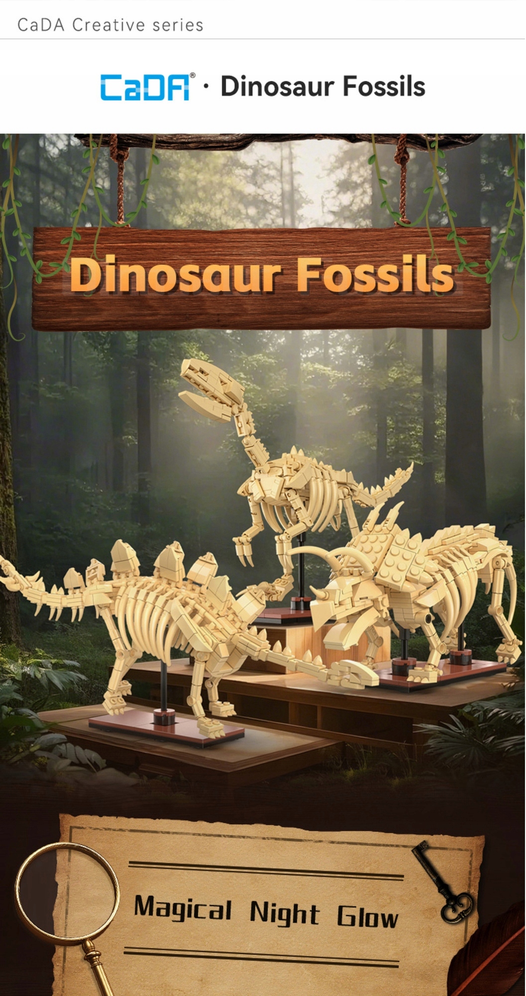 Cada dinozauras sviesiantis skeletas Velociraptor 256 el.