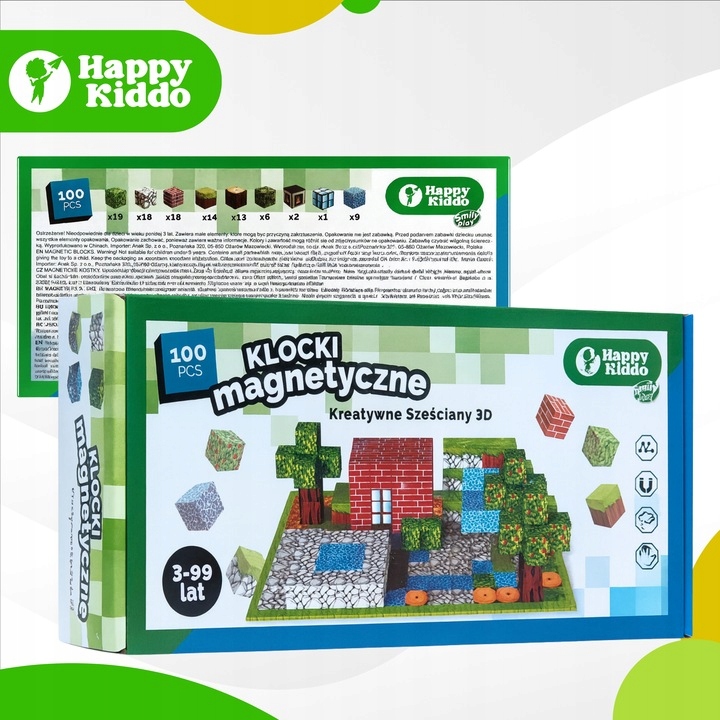 HAPPY KIDDO MAGNETIC Blocks 100 vienetų 3D statybinis rinkinys +3 metai 5305