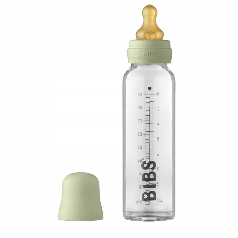 BIBS kūdikių buteliukas nuo pilvo dieglių, be BPA, 225 ml, patogus, guminis, stiklinis