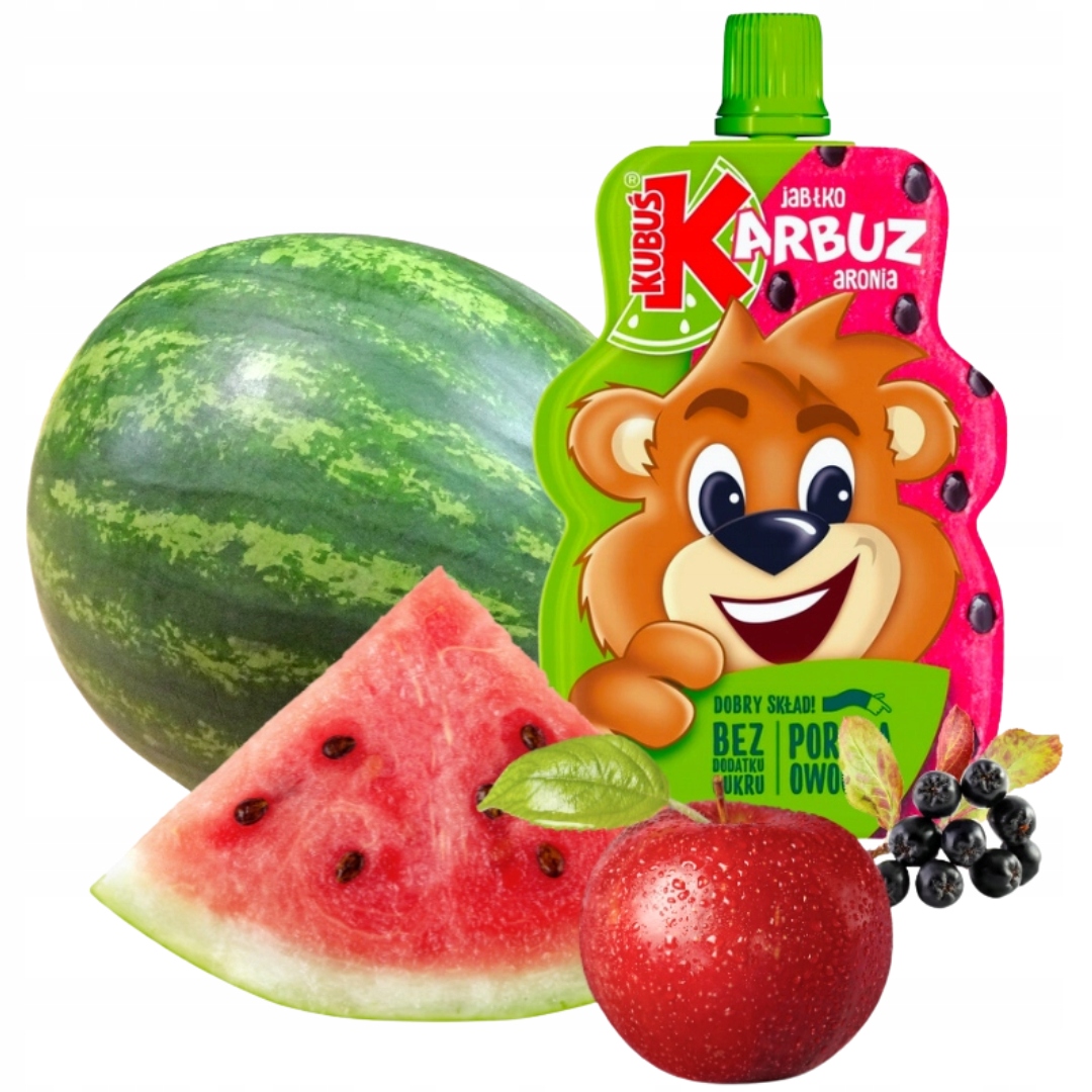 Kubuś vaisių putėsiai vaikams 100% obuolių arbūzų arbūzų 100 g x 12 vnt.
