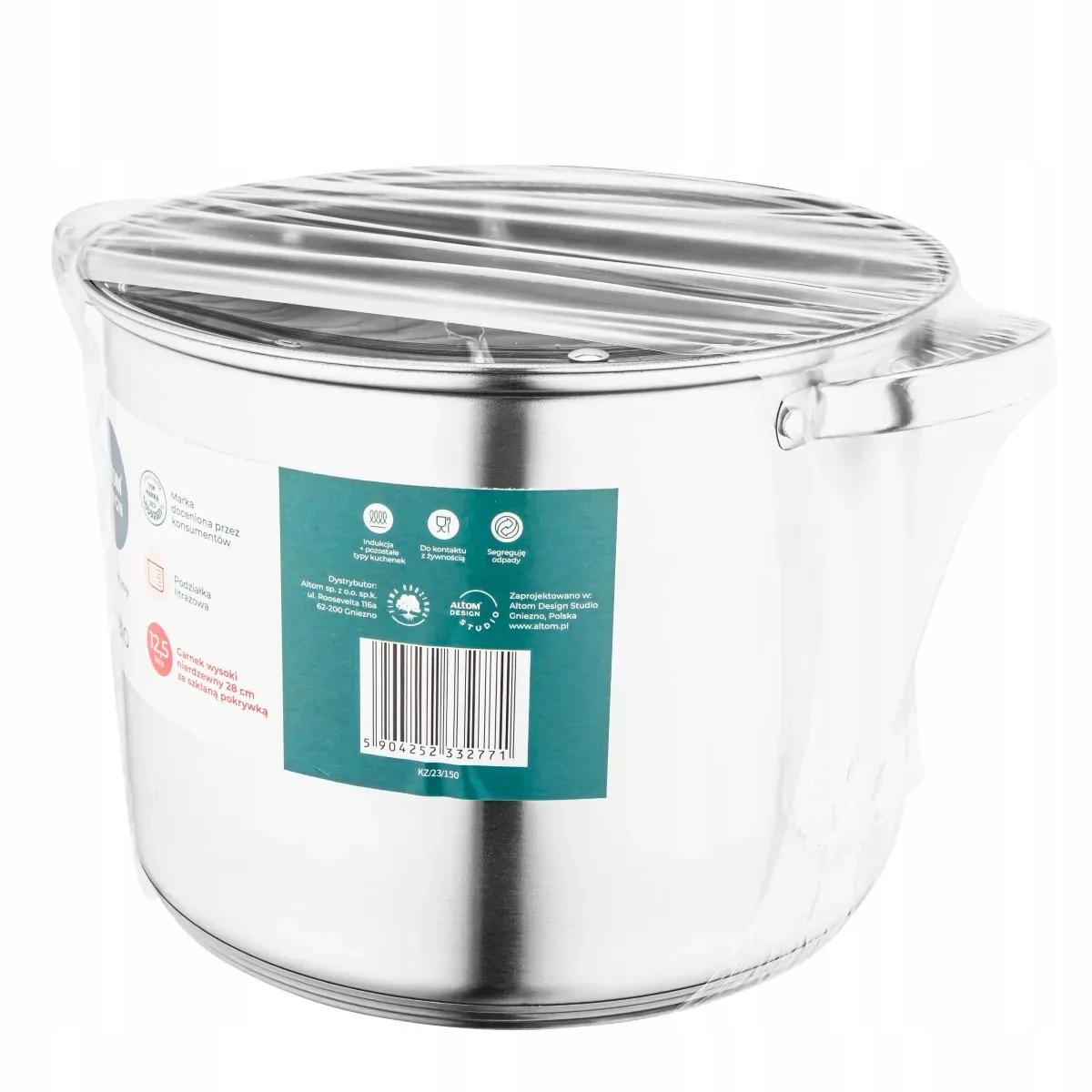 Nerūdijančio plieno puodas. su dangteliu Aukštas 12,5 l 28 cm FABIO Altom Design