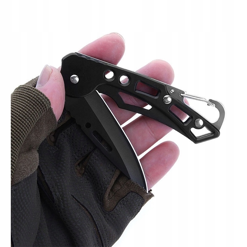SURVIVAL POCKET KNIFE LENGVAS KEMPINGŲ GRYBAS, SULANKSTAMAS SU KARABINE