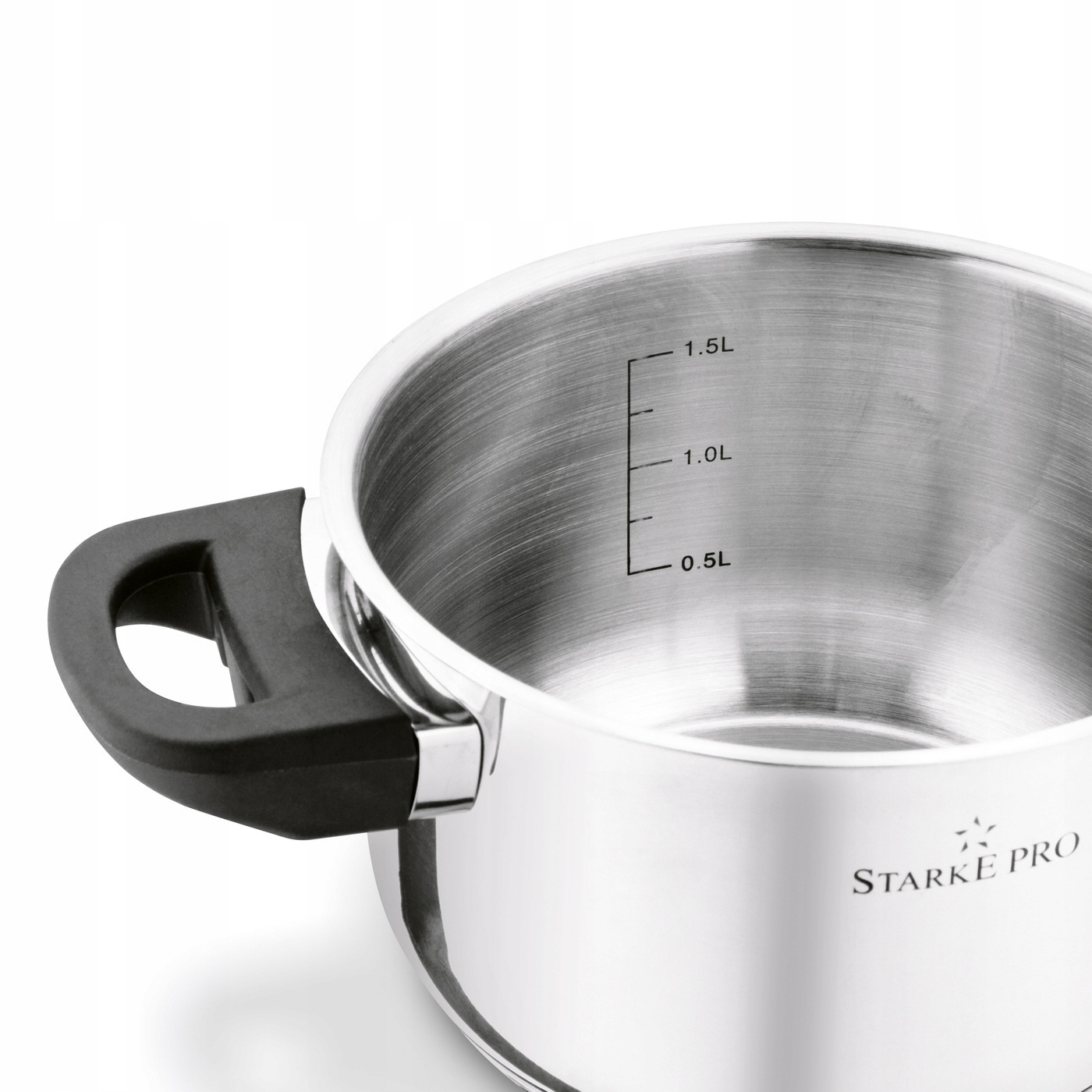 Plieninis PUODAS, INDUKCINIS, NERŪDijantis, dujos MAŽAS Starke Pro Sante 1.9L 16cm