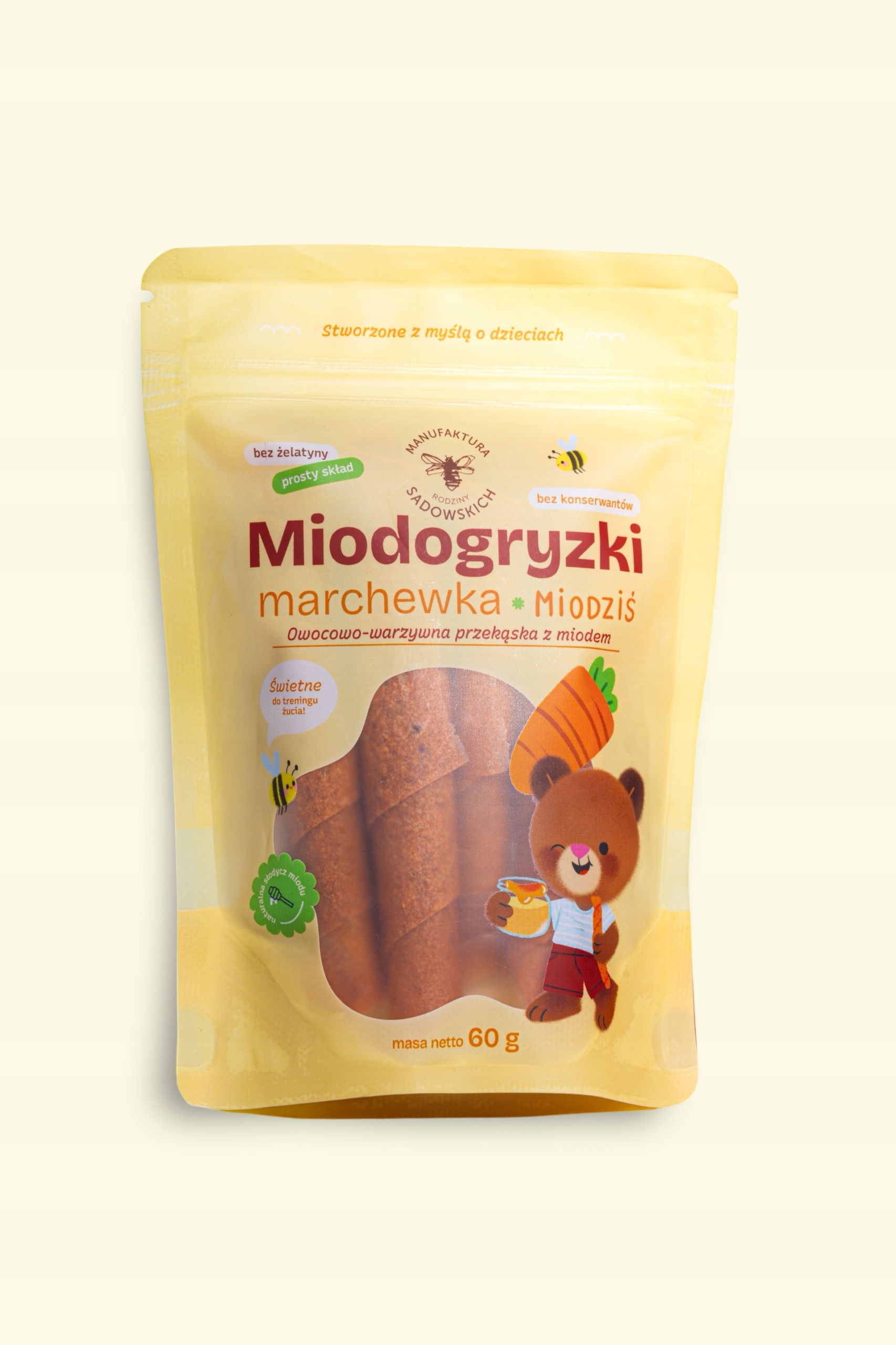 Miodogryzki morkos kramtomi sausainiai 60 g