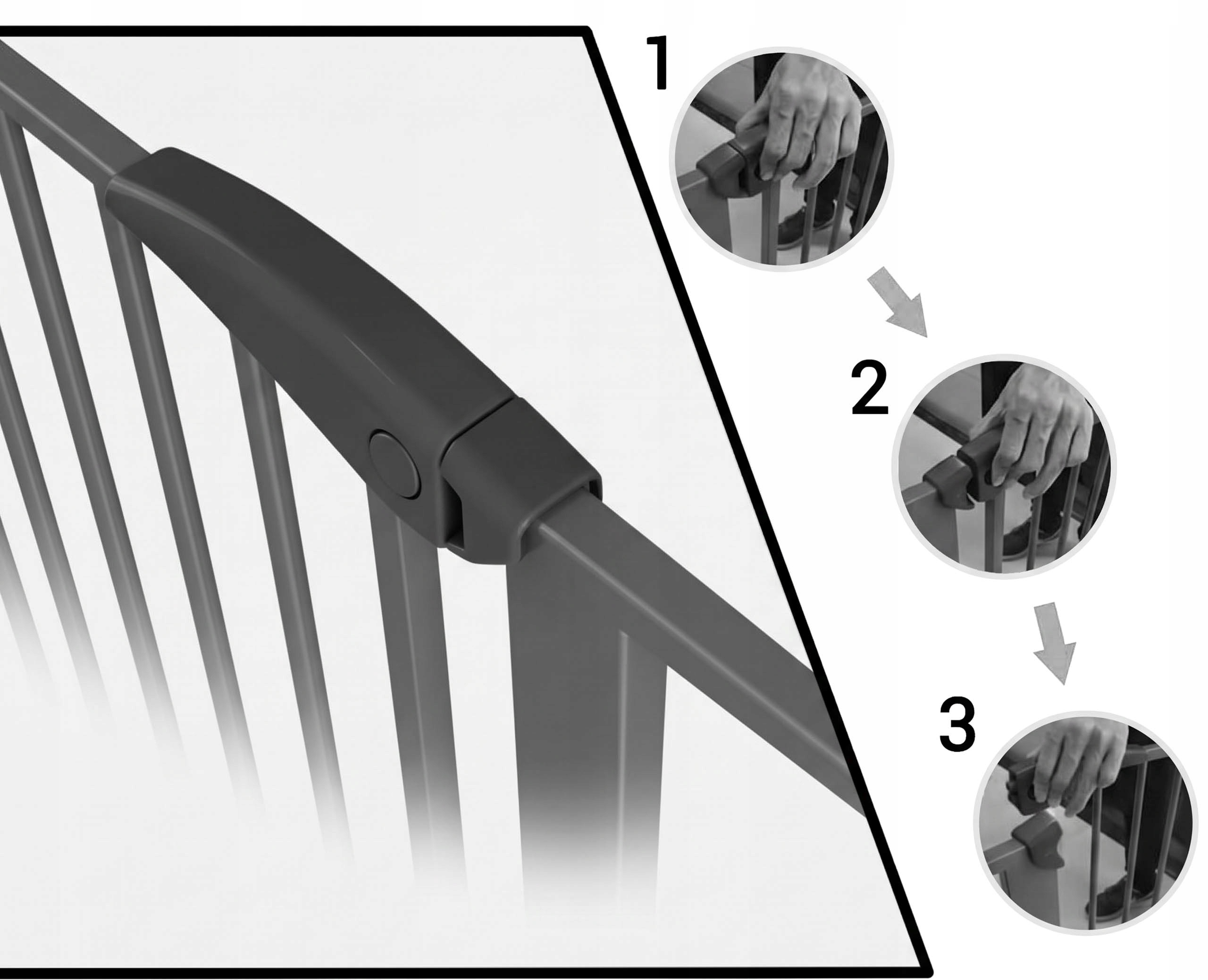 APSAUGOS KLIŪTĖS APSAUGOS VARTAI LAIPTĖMS, IŠSIPLĖTIMAS, 75-118cm