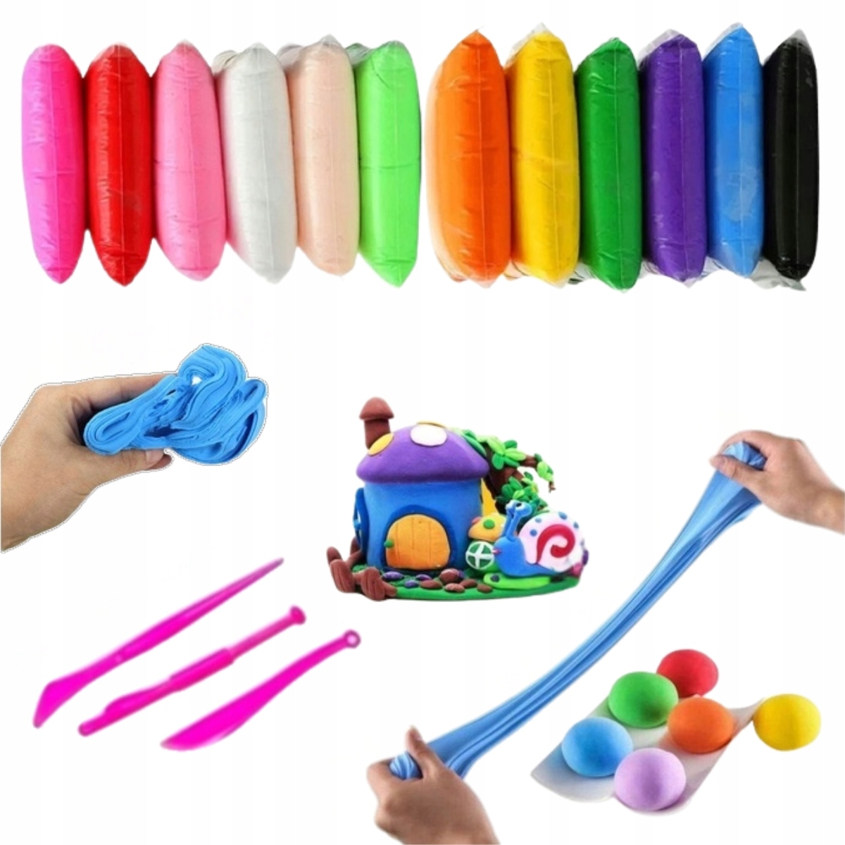 12x FOAM MAGICAL CAY SENSORY POLYMER CLAY RINKINYS